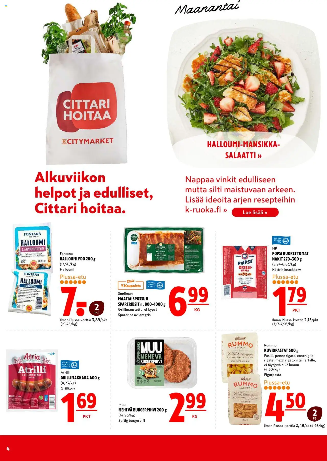  | Sivu: 4 | Tuotteet: Grilli, Grillimakkara, Halloumi, Salaatti