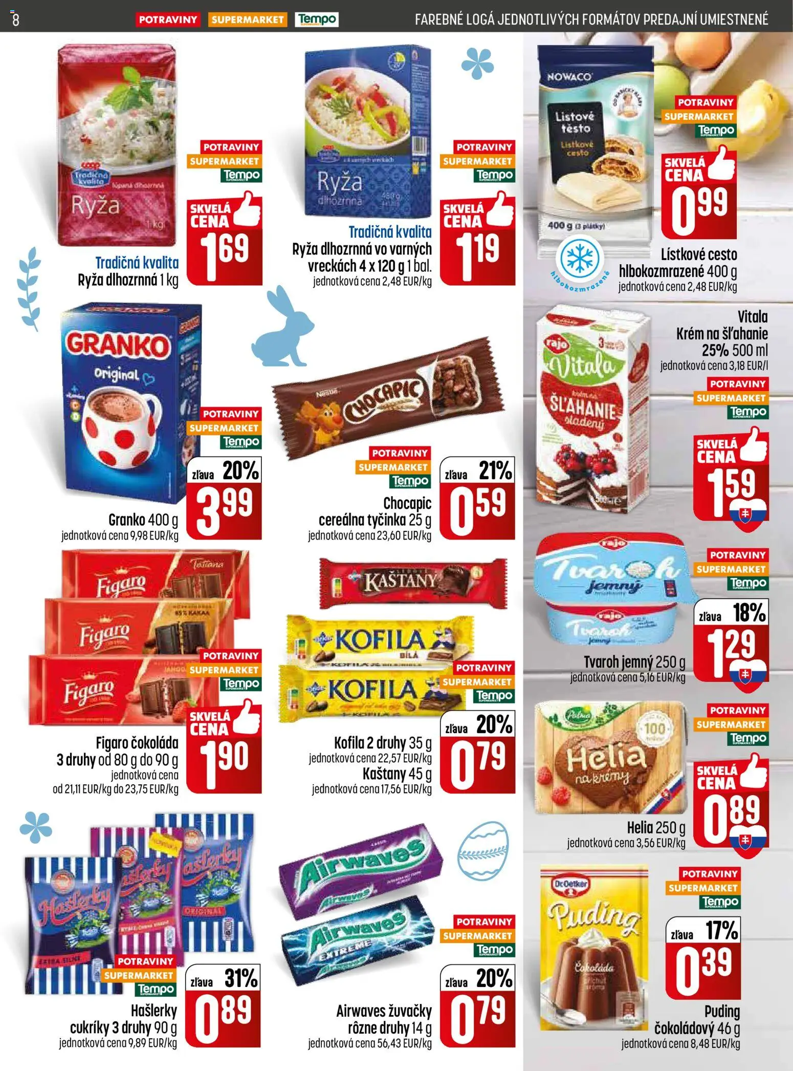 Nové COOP Jednota akcie – leták je platný od 19.03.2026 | Strana: 8 | Produkty: Puding, Krém, Tvaroh, Granko