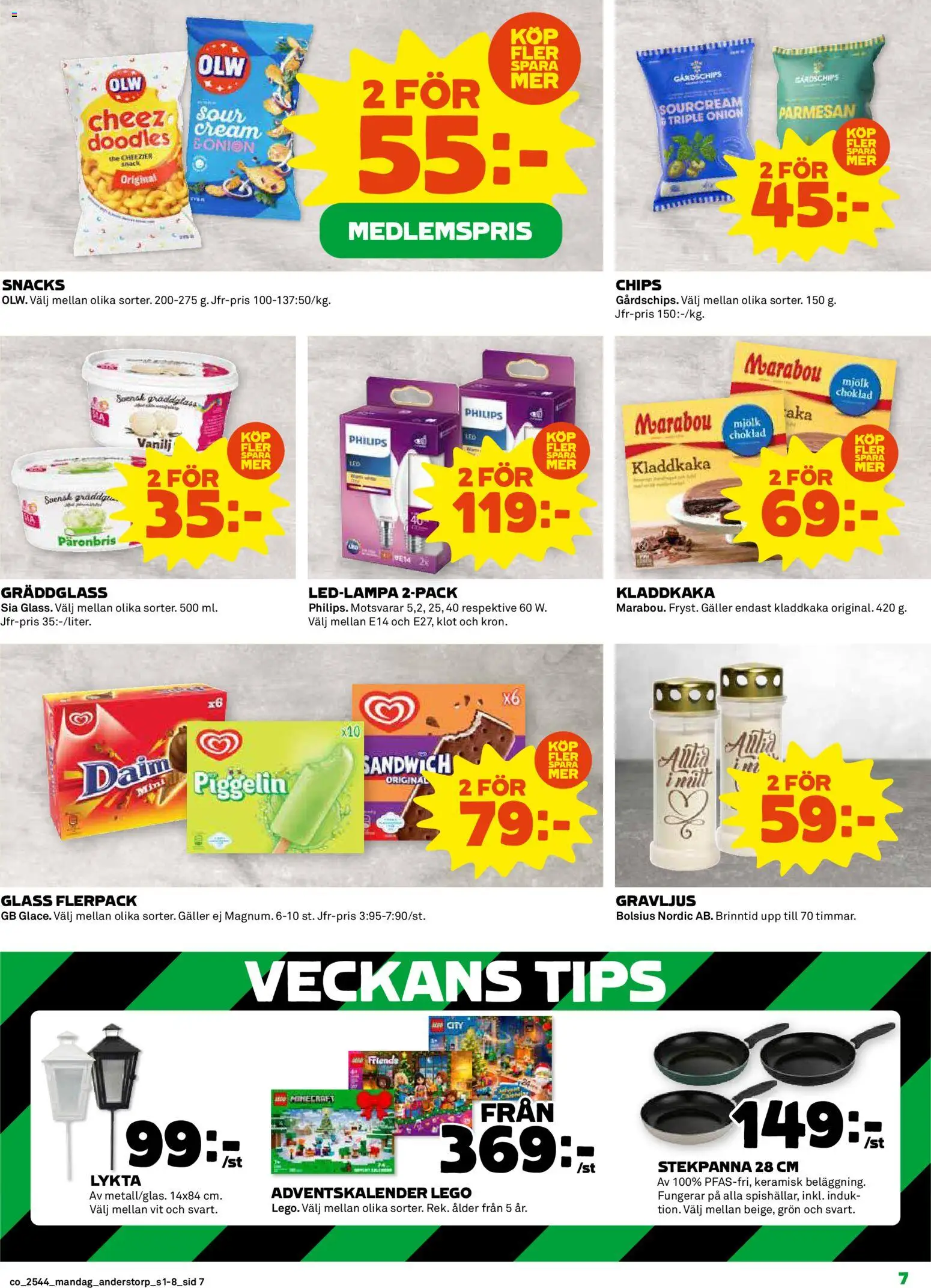 Coop reklamblad aktuell från 27.10.2025 | Sida: 7 | Produkter: Piggelin, Choklad, Glass, Stekpanna
