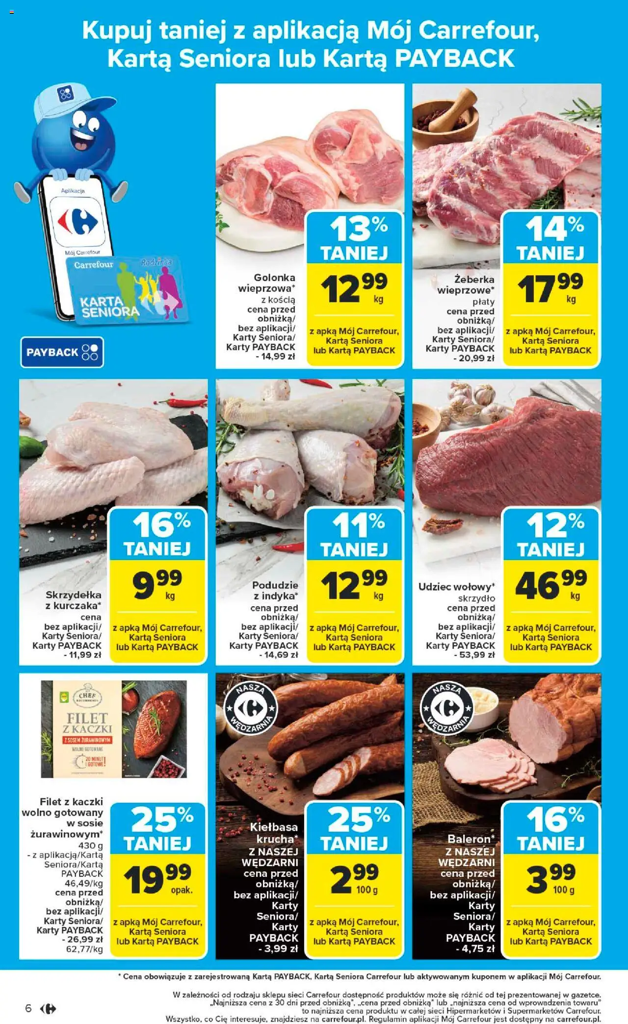 Carrefour Gazetka od 22.09.2025 | Strona: 8 | Produkty: Kiełbasa, Karta, Filet z kaczki