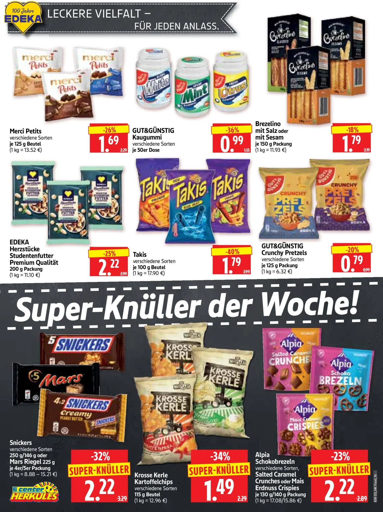 HERKULES Prospekt 	 – gültig ab 12.01.2026 | Seite: 16 | Produkte: Merci, Snickers, Mars, Salz