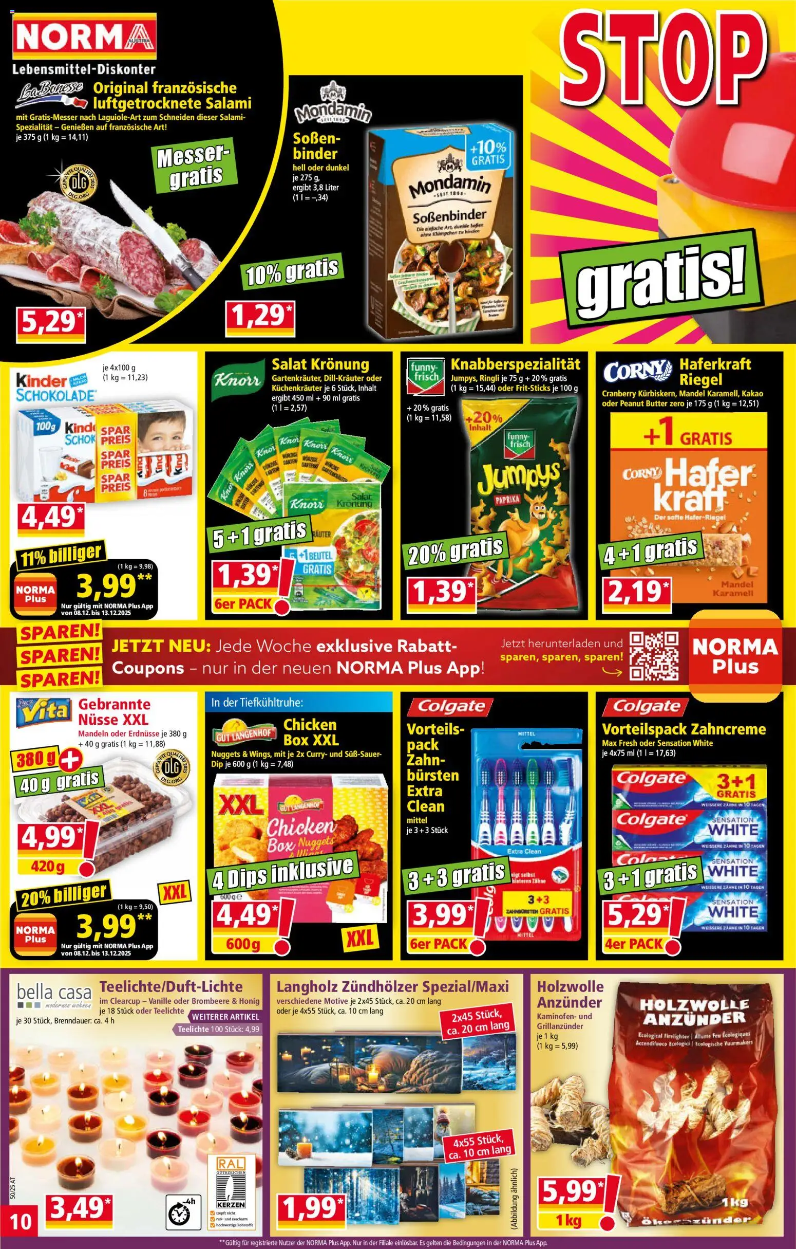 Norma Flugblatt gültig ab 08.12.2025 | Seite: 10 | Produkte: Nüsse, Salat, Butter, Salami