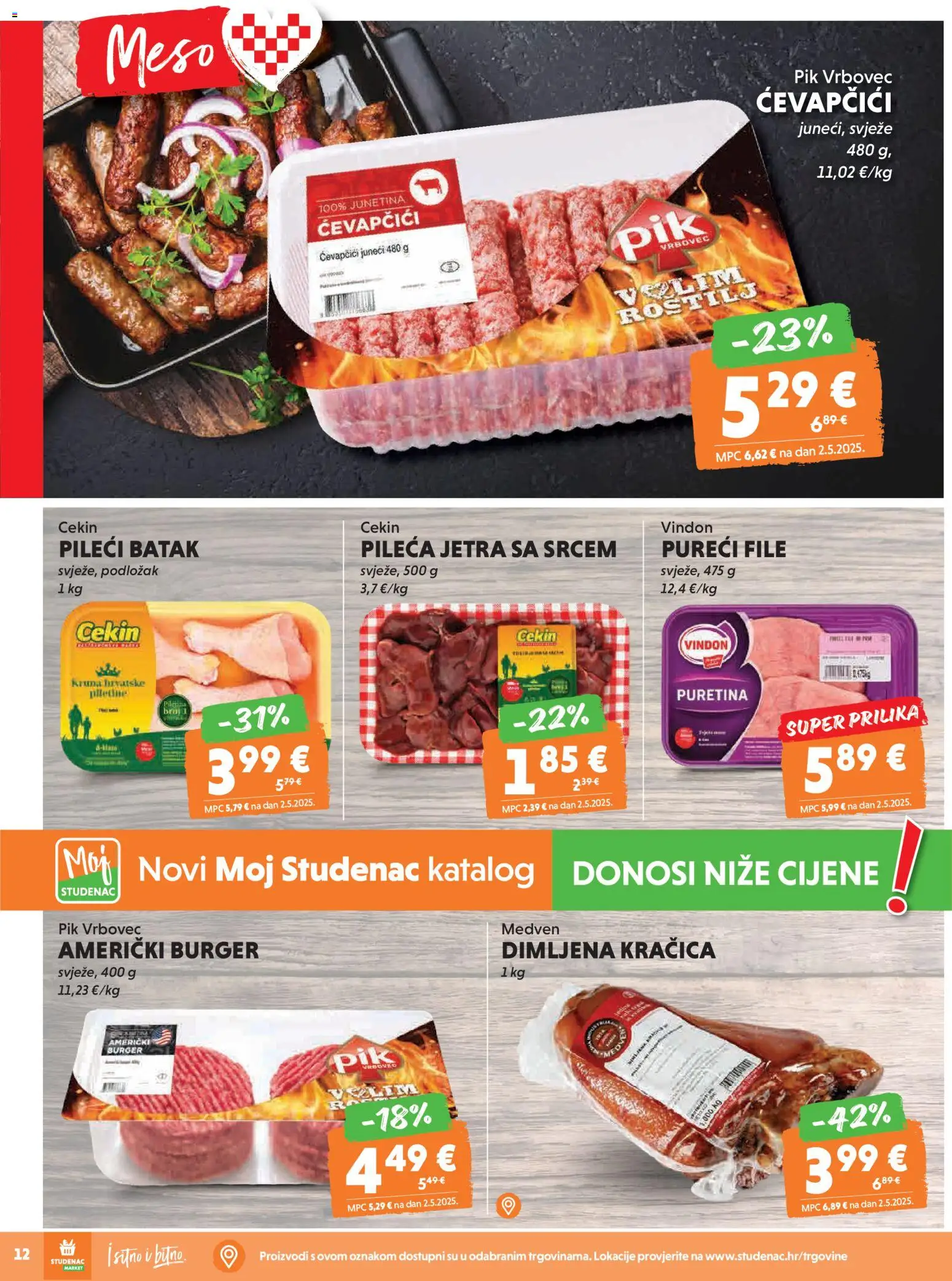 Studenac katalog | vrijedi od 25.02.2026 | Stranica: 12 | Proizvodi: Roštilj, Puretina, Junetina, Ćevapčići
