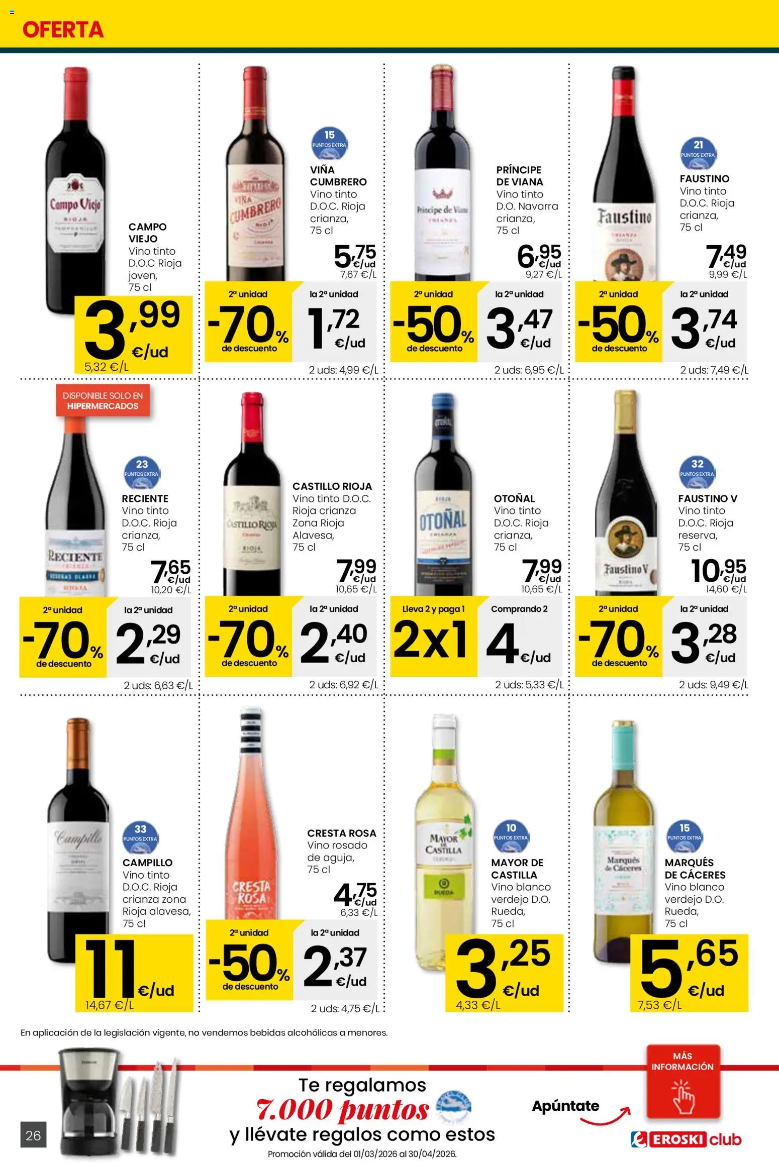Eroski - Viste tu cesta de primavera  │ válido desde el 12.03.2026 | Página: 26 | Productos: Vino rosado, Vino, Té