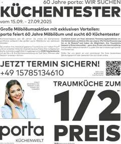 Porta! Küchentester gesucht - Aachen ab 14.09.2025 gültig