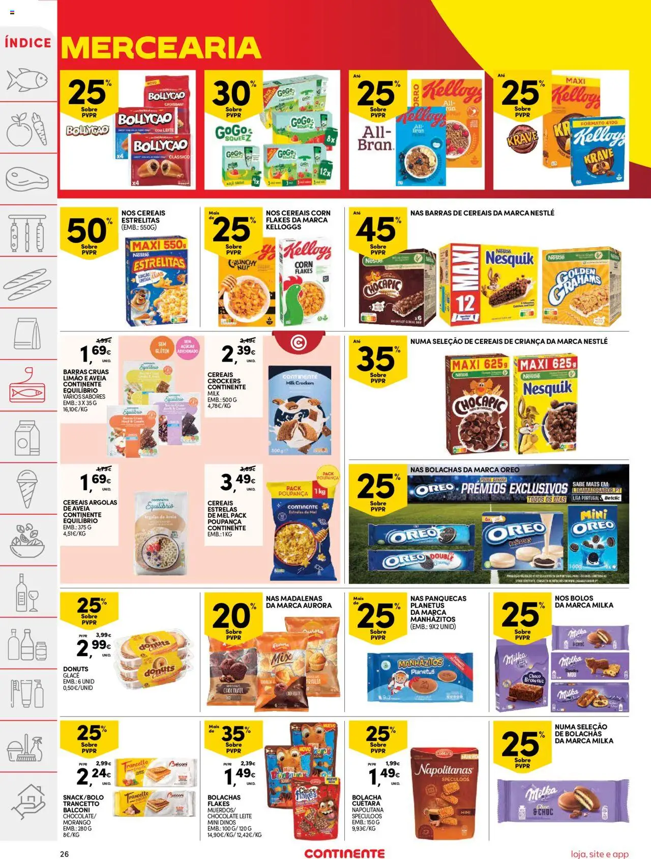 Continente folheto │ válido de 05.08.2025 | Página: 26 | Produtos: Barras de cereais, Milka bolachas, Manhãzitos, Nestlé