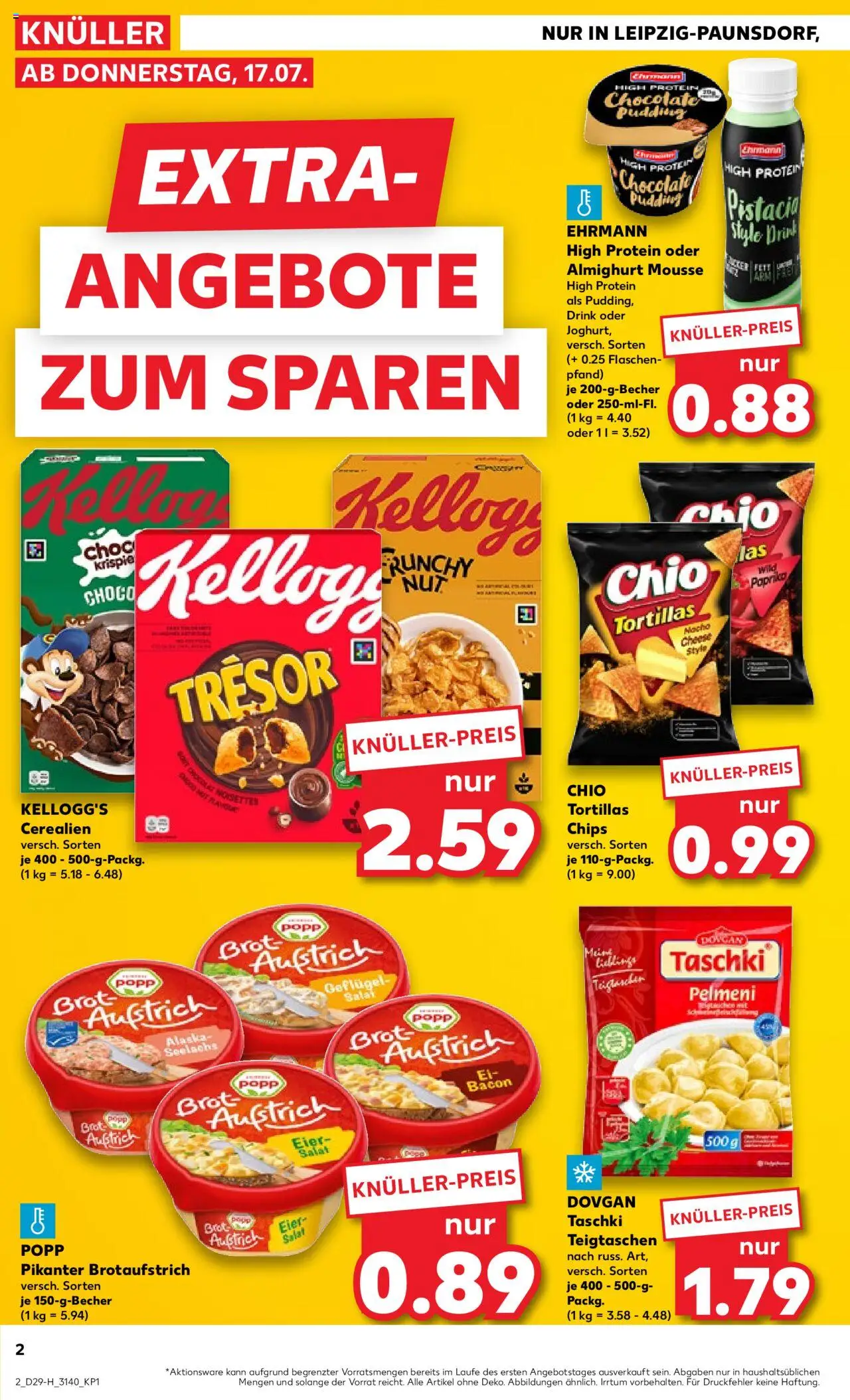 Kaufland prospekt Leipzig	 - gültig ab dem 17.07.2025 | Seite: 2 | Produkte: Eier, Kellogg's, Pudding, Chips
