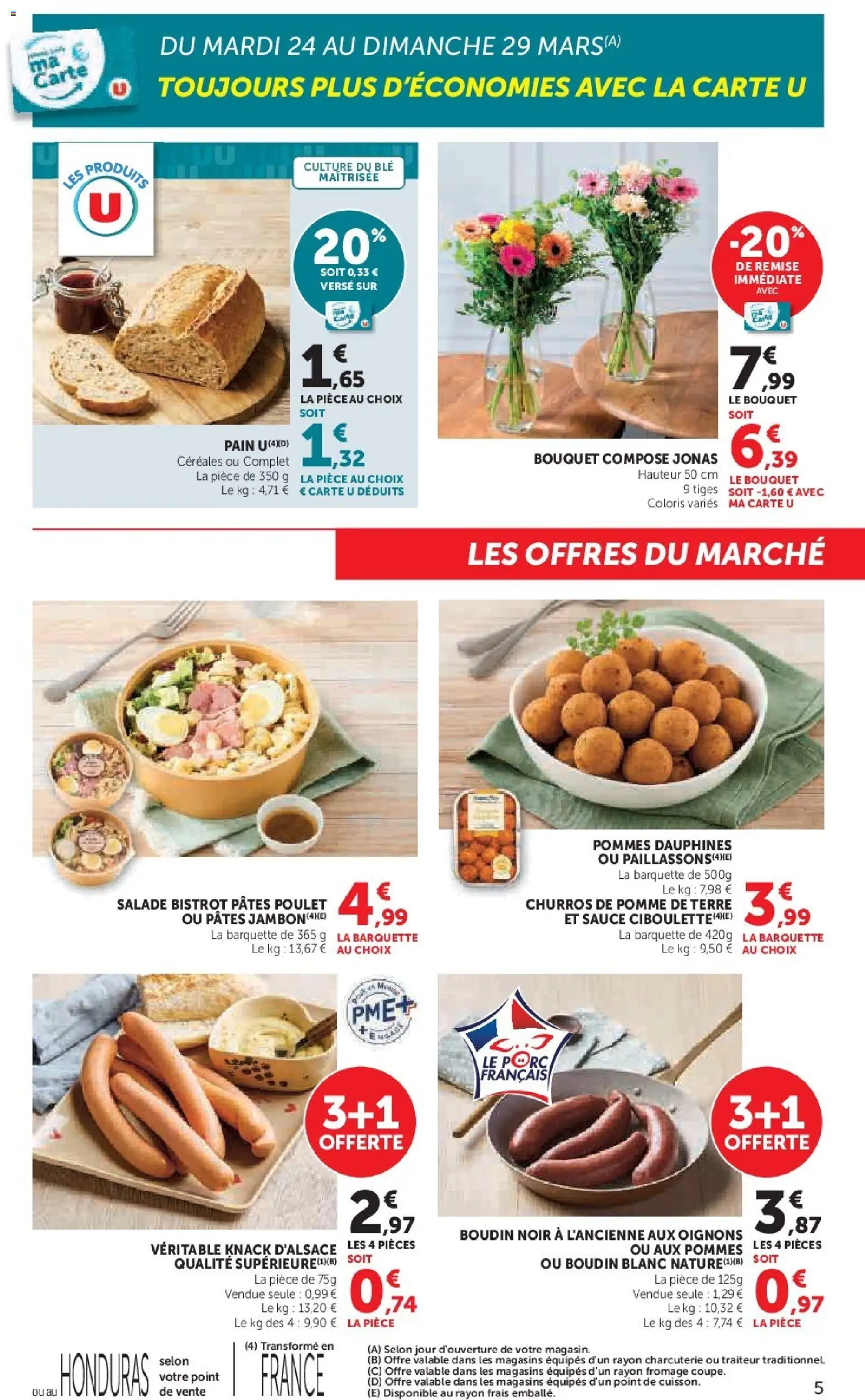 {H1} | Page: 5 | Produits: Pain, Porc, Oignons, Pâtes