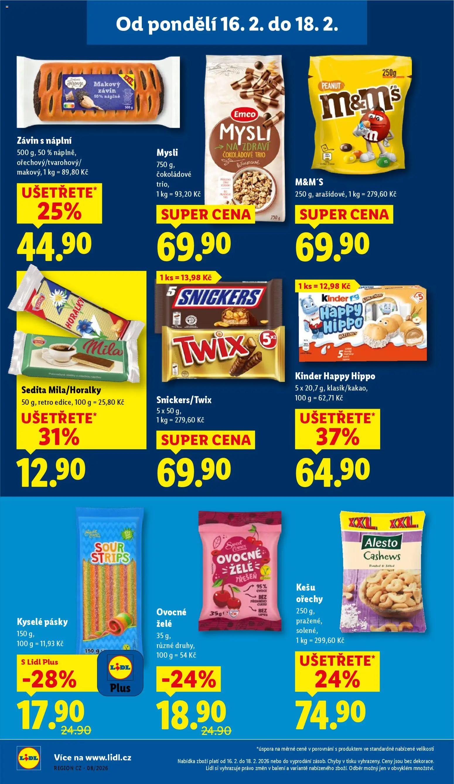 Lidl leták od 16.02.2026 | Strana: 26 | Produkty: Kešu, Ovoce, Ořechy, Mila