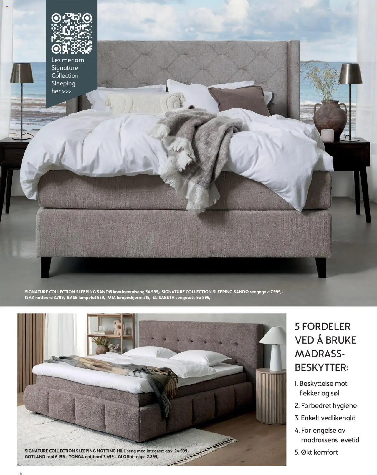  | Side: 16 | Produkter: Kontinentalseng, Seng, Madrass, Nattbord