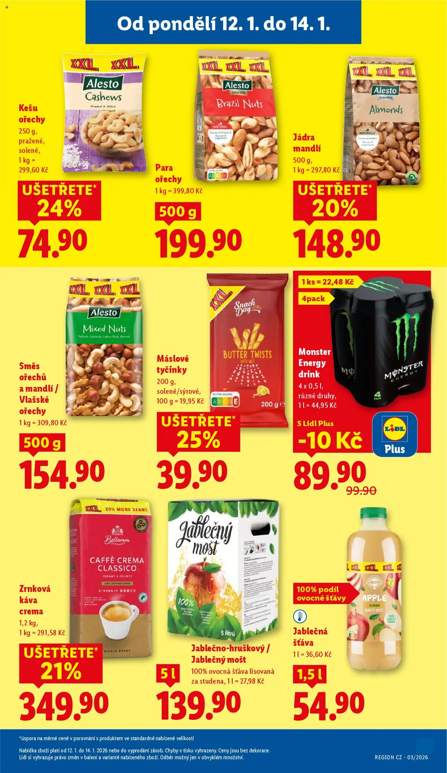 Lidl leták od 12.01.2026 | Strana: 19 | Produkty: Tyčinky, Směs ořechů, Protein, Bellarom