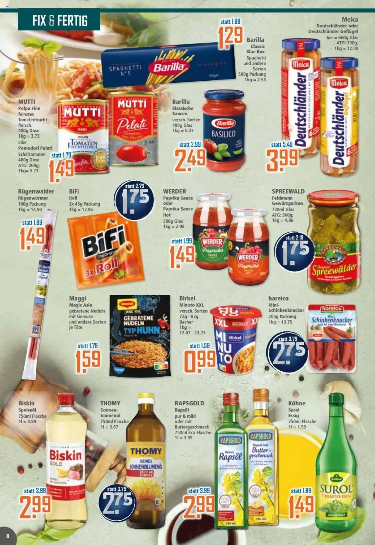 Klaas & Kock Prospekt - gültig ab dem 21.07.2025 | Seite: 8 | Produkte: Meica, Paprika, Nudeln, Fleisch