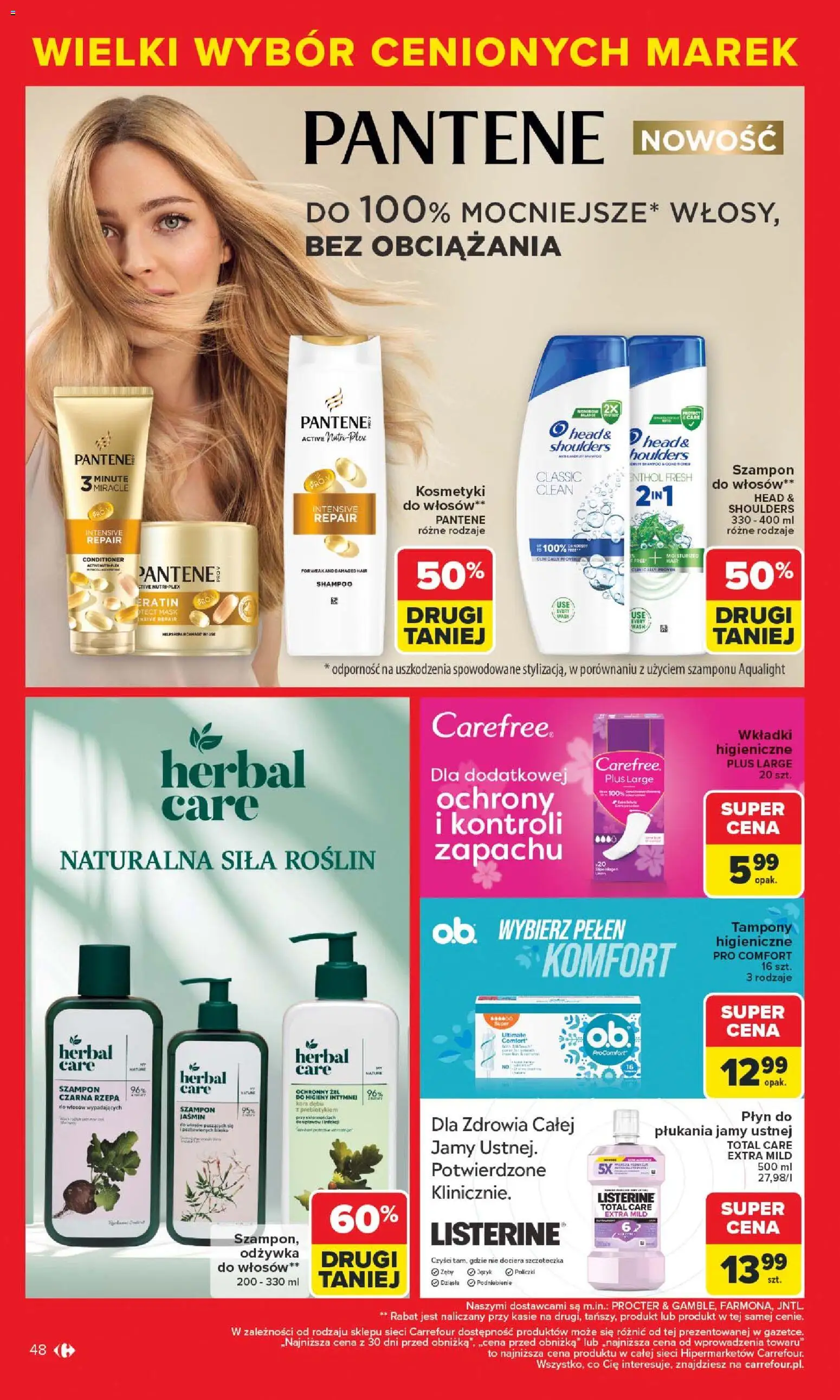 Carrefour Gazetka - Markowe atrakcje cenowe od 27.10.2025 | Strona: 50 | Produkty: Tampony, Kosmetyki, Por, Odżywka