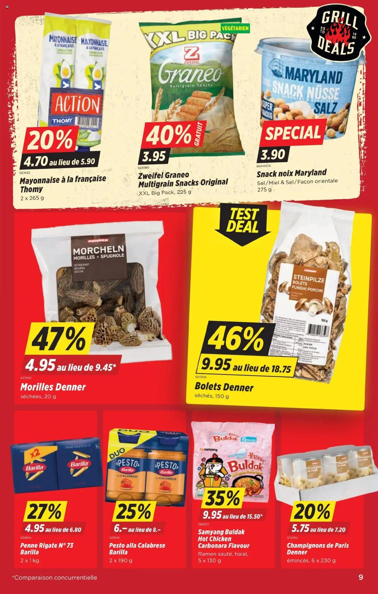Denner Aktionen FR ab 26.08.2025 | Seite: 9 | Produkte: Champignons, Pasta, Mayonnaise, Salz