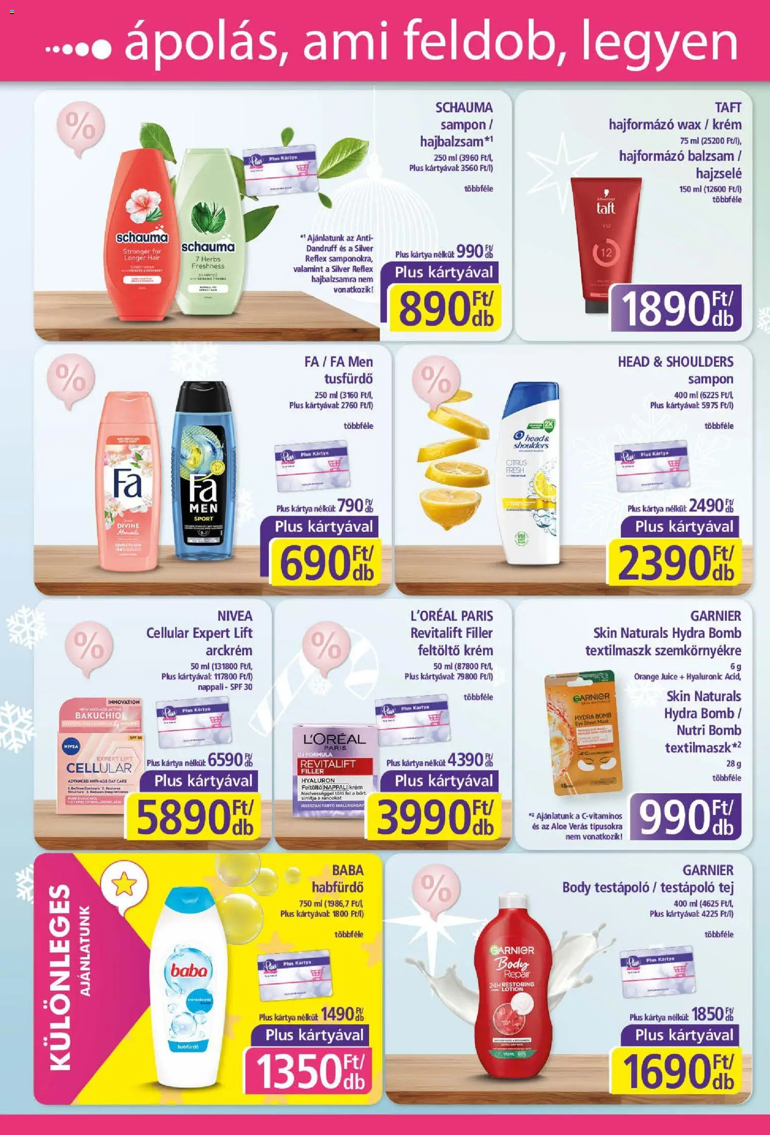 Plus Market akciós ujság - amely érvényes a következő dátumtól: 18.12.2025 | Oldal: 4 | Termékek: Body, Arckrém, Sampon, Tusfürdő