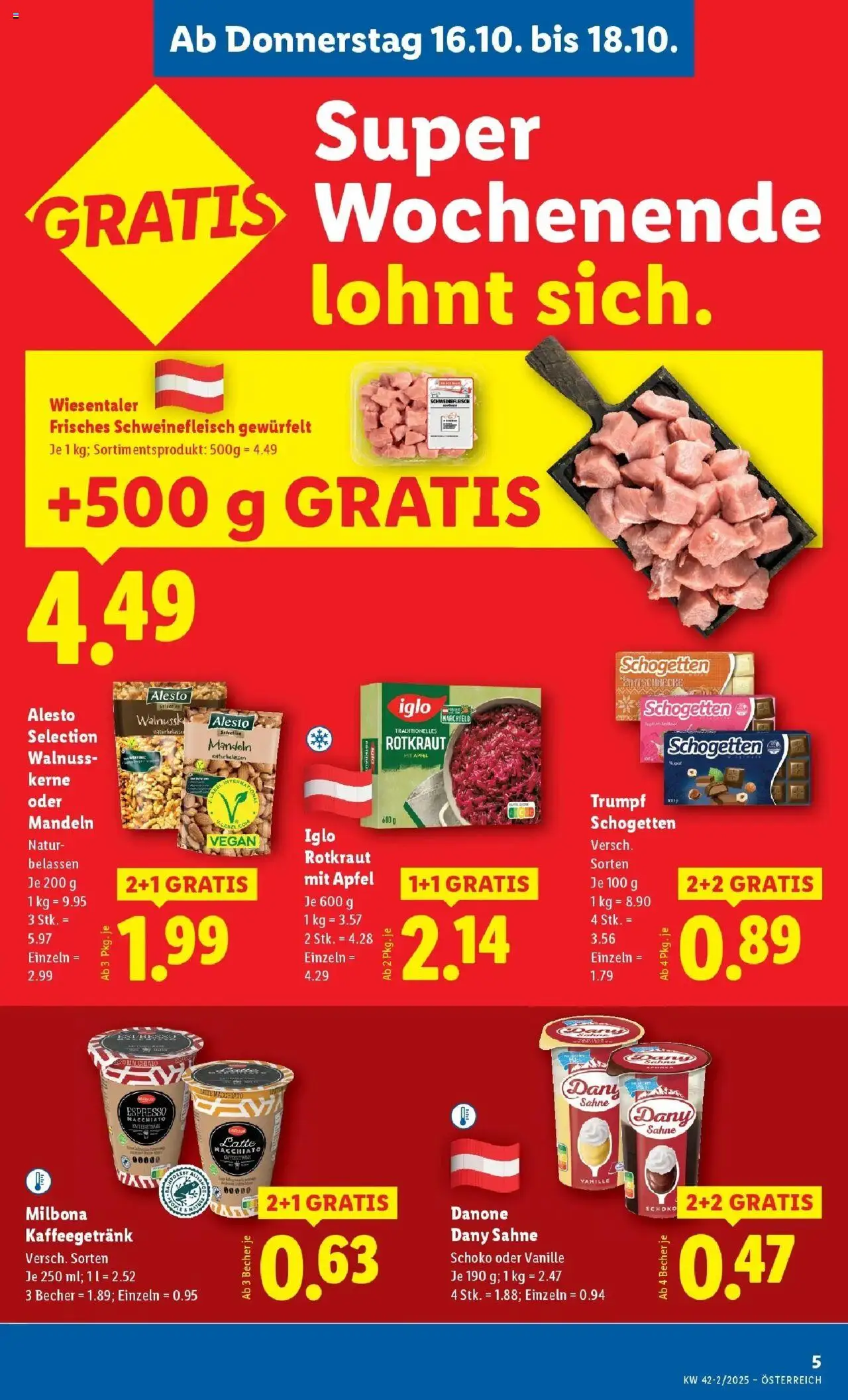 Lidl Flugblatt - Jenbach, Eferding, Dornbirn gültig ab 15.10.2025 | Seite: 9 | Produkte: Sahne, Schweinefleisch, Äpfel