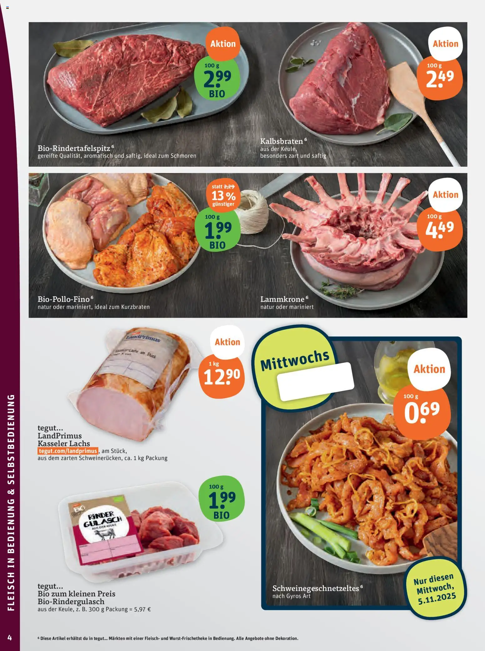 Tegut Prospekt 	 – gültig ab 03.11.2025 | Seite: 6 | Produkte: Gyros, Lachs, Gulasch, Fleisch
