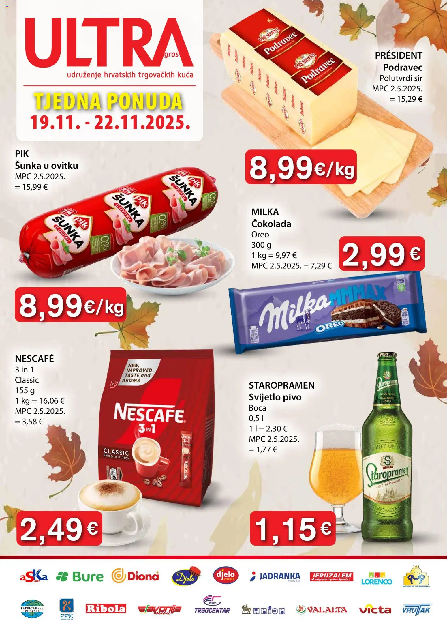 Ultra Gros katalog | vrijedi od 19.11.2025 | Stranica: 1 | Proizvodi: Sir, Nescafe, Čokolada, Šunka