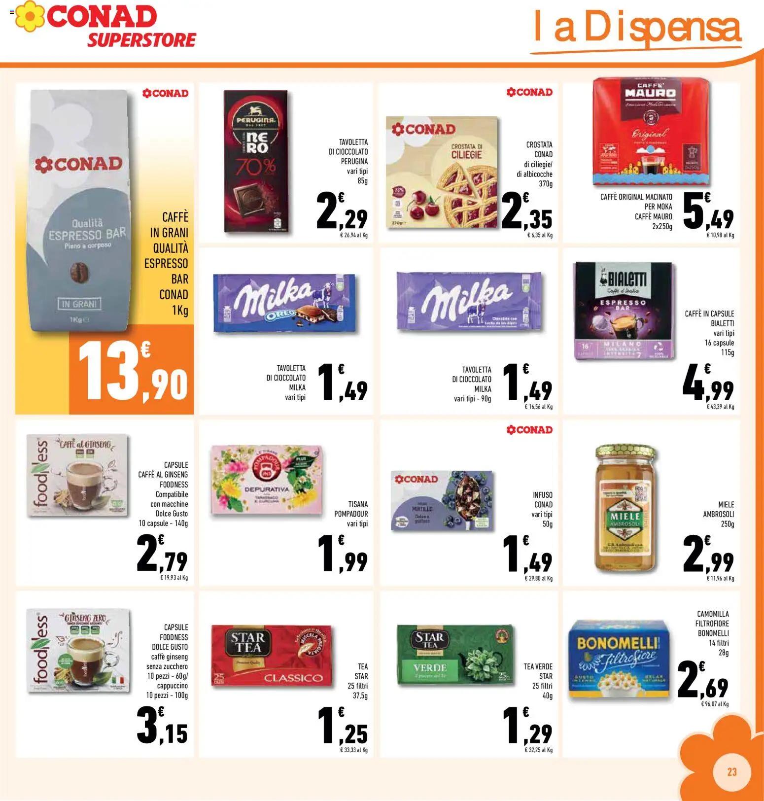 Volantino Conad del 14.01.2026 | Pagina: 23 | Prodotti: Caffè, Caffe in capsule, Albicocche, Miele
