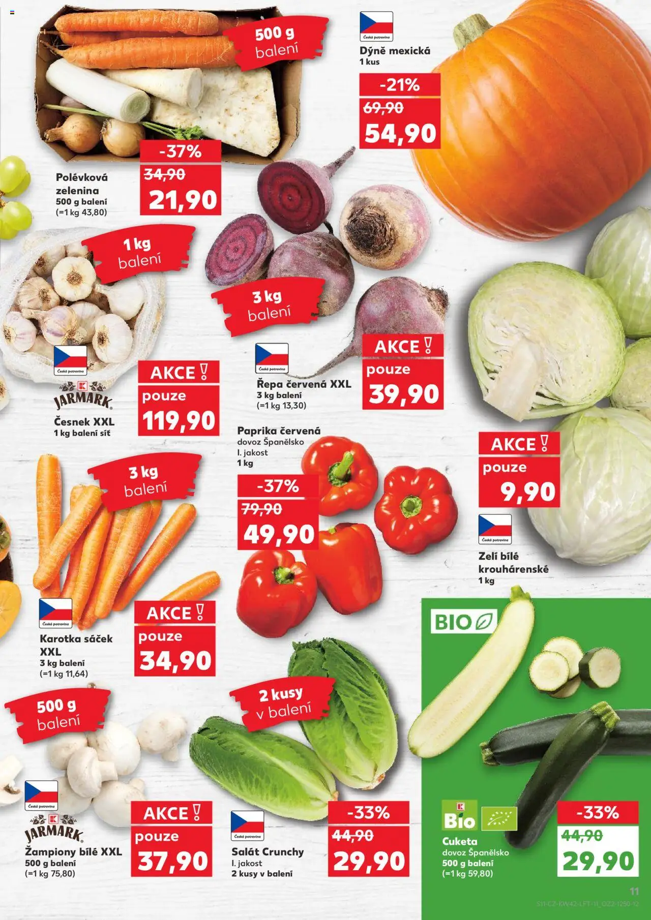 Kaufland leták - Chomutov od 15.10.2025 | Strana: 11 | Produkty: Žampiony, Zelí, Zelenina, Paprika červená