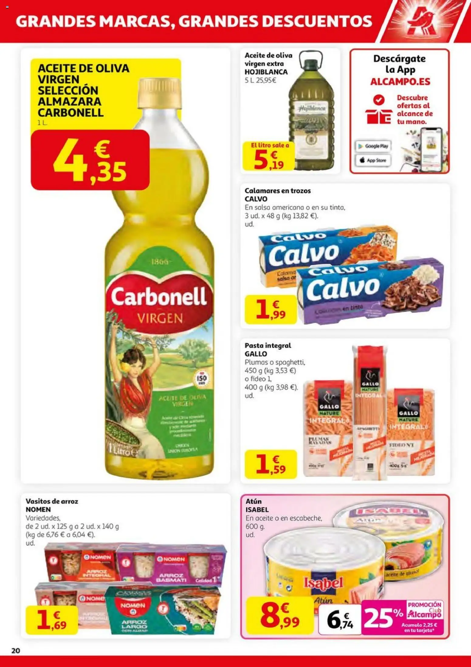 Alcampo - HG Pio XII Unificado  │ válido desde el 23.10.2025 | Página: 20 | Productos: Aceite, Arroz, Pasta, Aceite de oliva virgen extra