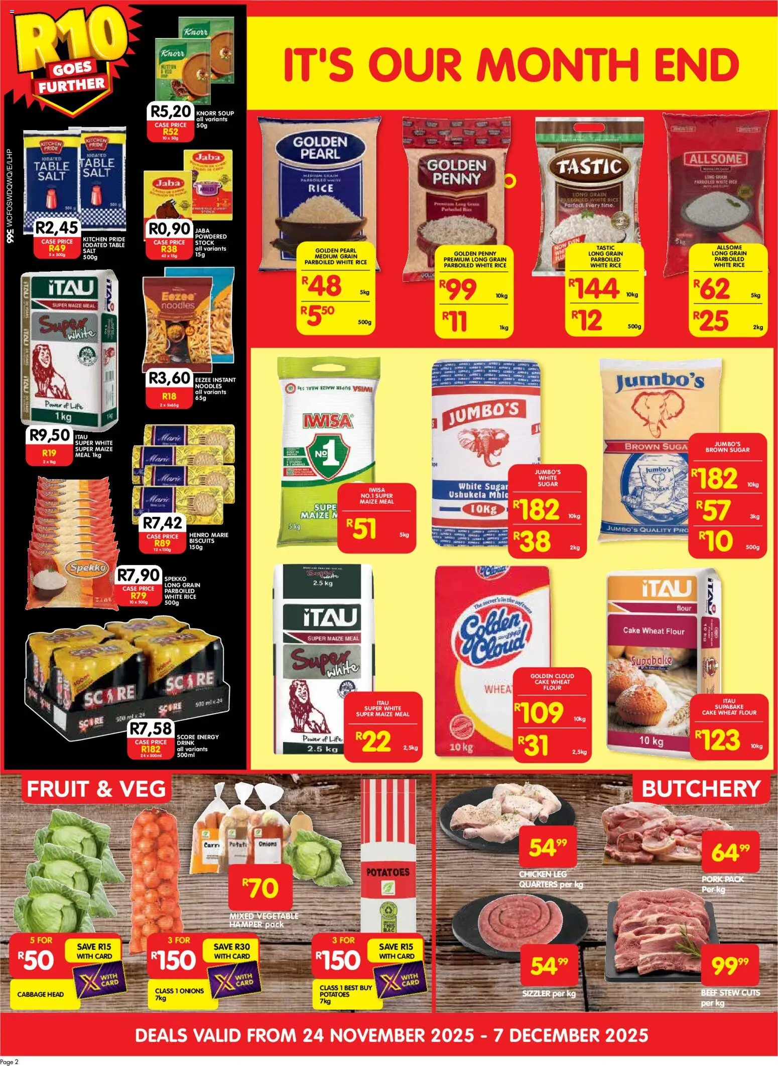 New Shoprite catalogue – valid from 24.11.2025 | Page: 2 | Products: Biscuits, Chicken, Rice, Stock