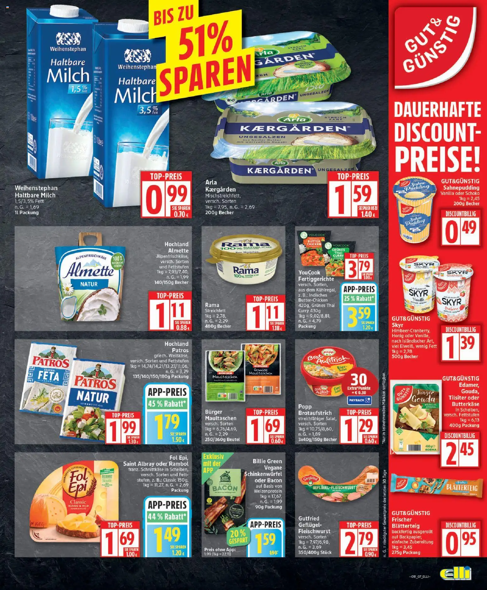 Elli Markt Prospekt 	 – gültig ab 09.03.2026 | Seite: 7 | Produkte: Almette, Haltbare milch, Brot, Sahne