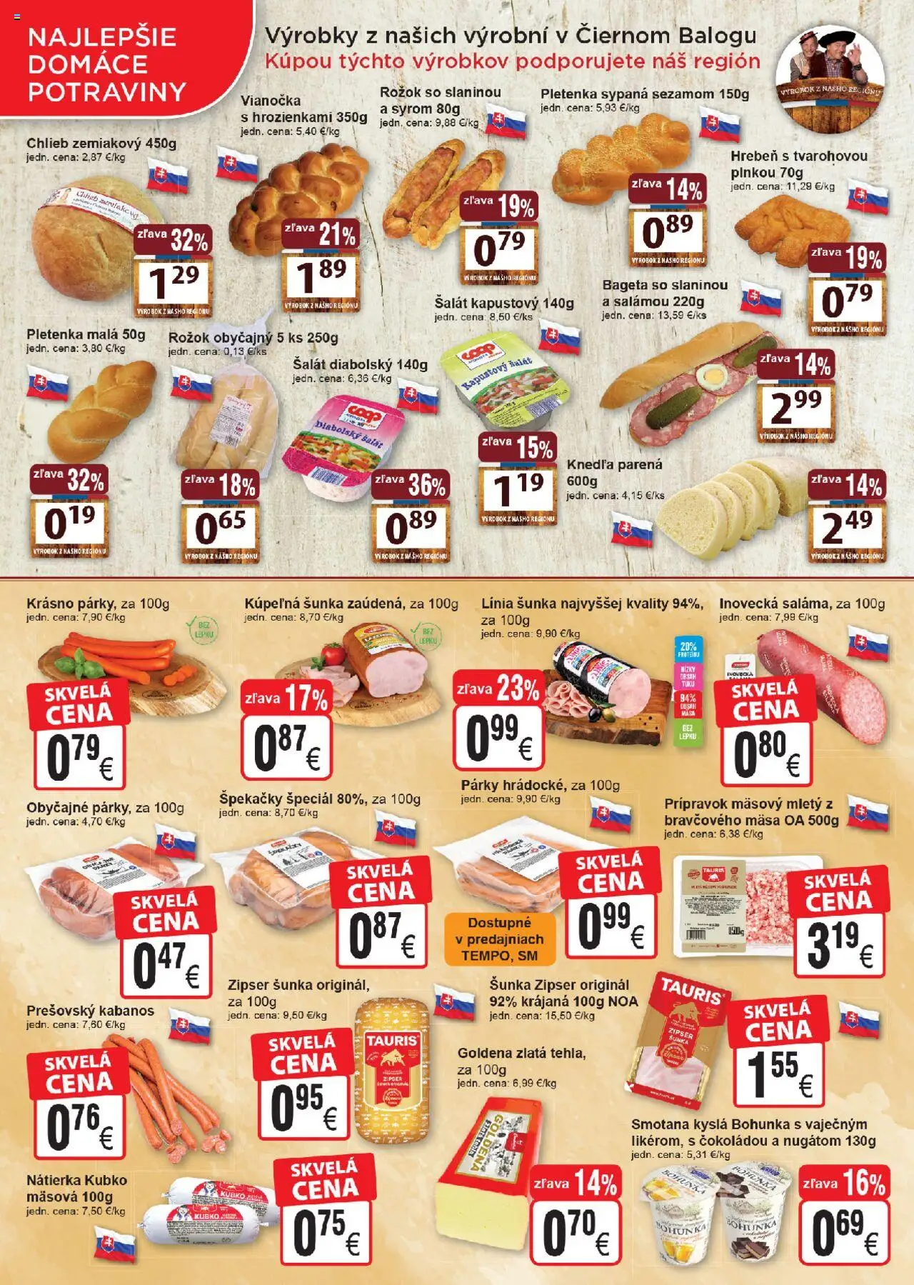 Nové COOP Jednota akcie – leták je platný od 24.09.2025 | Strana: 2 | Produkty: Chlieb, Saláma, Šunka, Smotana