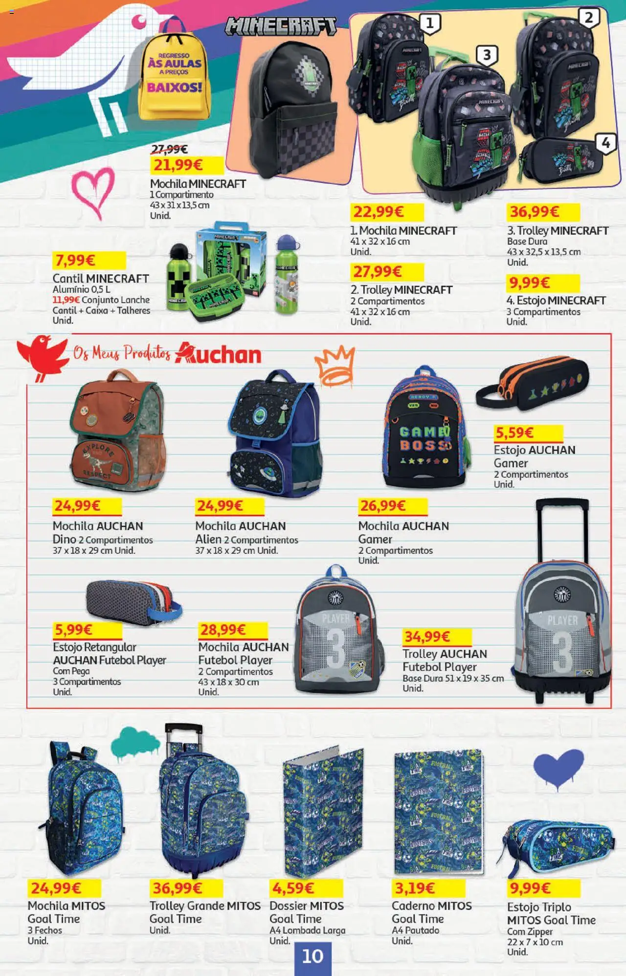 Auchan - Regresso às Aulas │ válido de 06.08.2025 | Página: 10 | Produtos: Mochila, Caderno, Talheres, Cantil