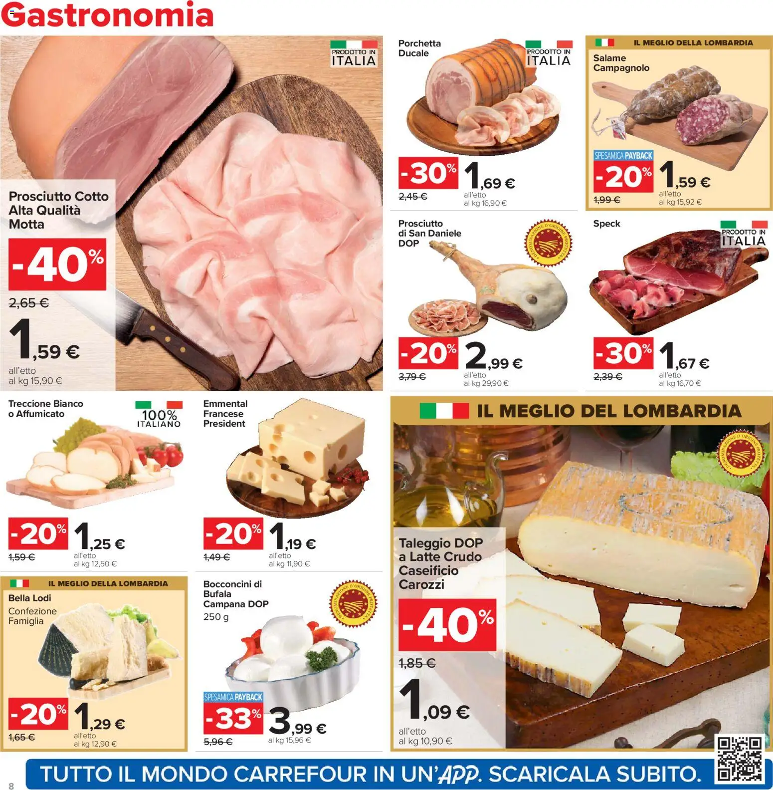Volantino Carrefour del 07.04.2026 | Pagina: 8 | Prodotti: Speck, Porchetta, Prosciutto, Emmental