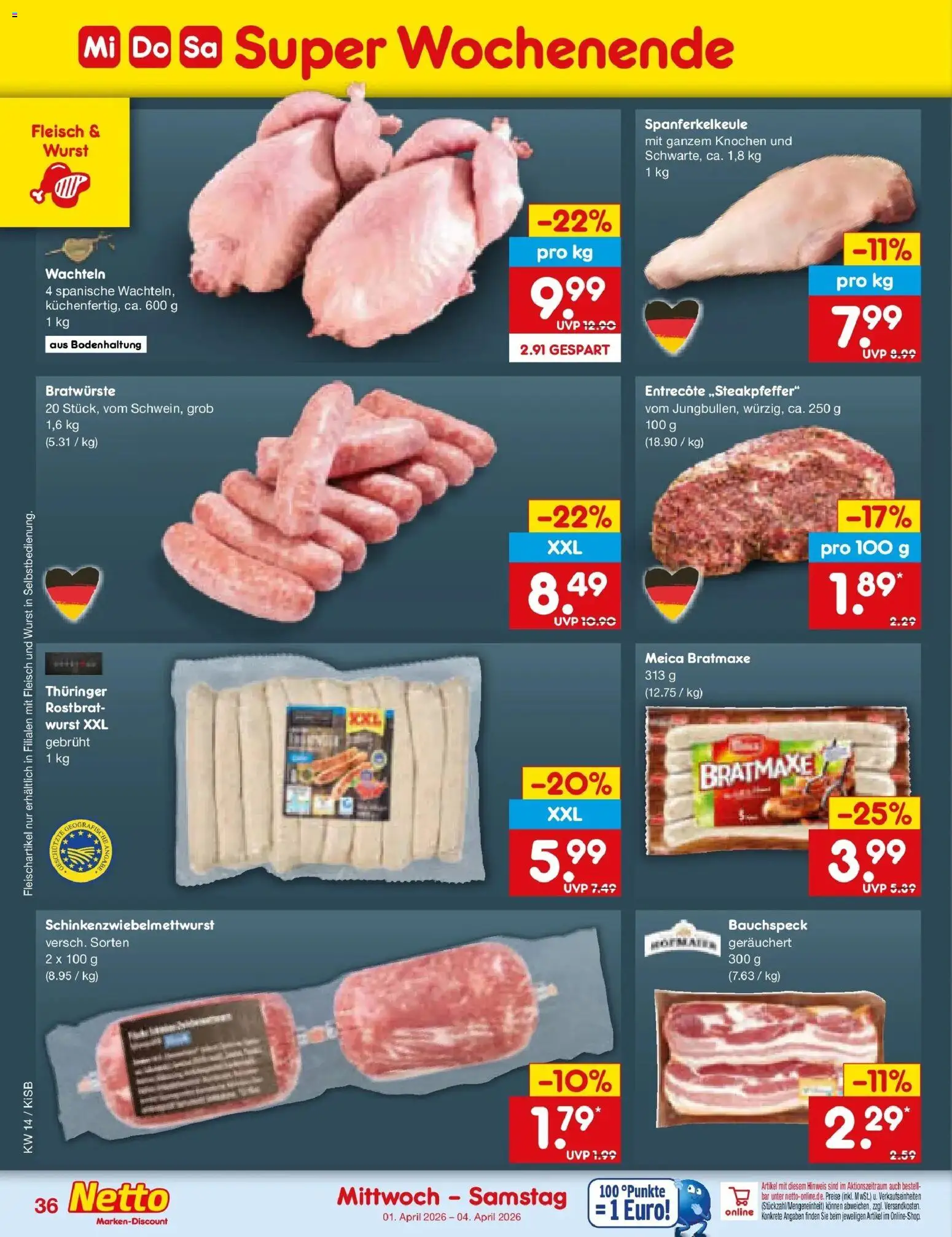 Netto Marken-Discount Prospekt Oberhaid	 – gültig ab 30.03.2026 | Seite: 50 | Produkte: Entrecote, Meica, Wurst, Fleisch