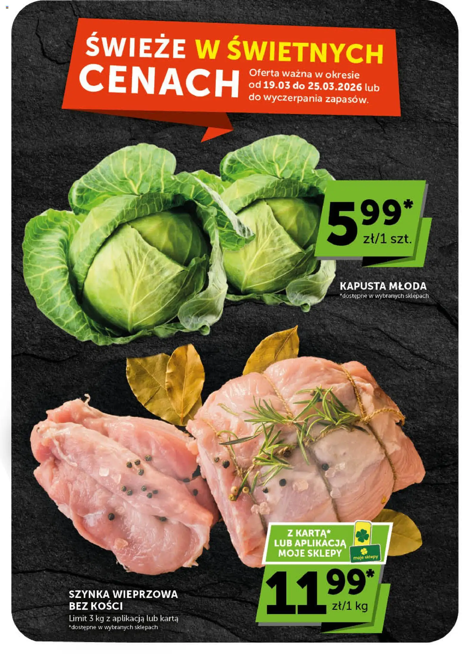 Euro Sklep gazetka od 19.03.2026 | Strona: 4 | Produkty: Kapusta, Karta, Szynka wieprzowa, Szynka