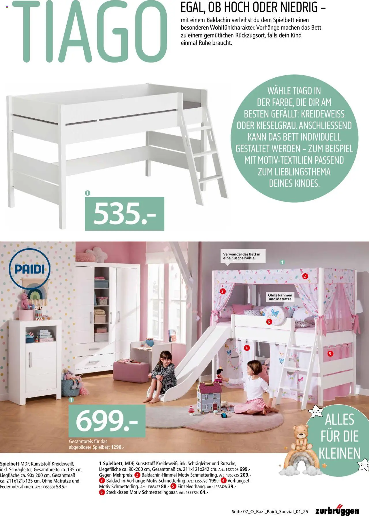 Zurbrüggen Babyzimmer Paidi Spezial – gültig ab 03.07.2025 | Seite: 7 | Produkte: Bett, Matratze