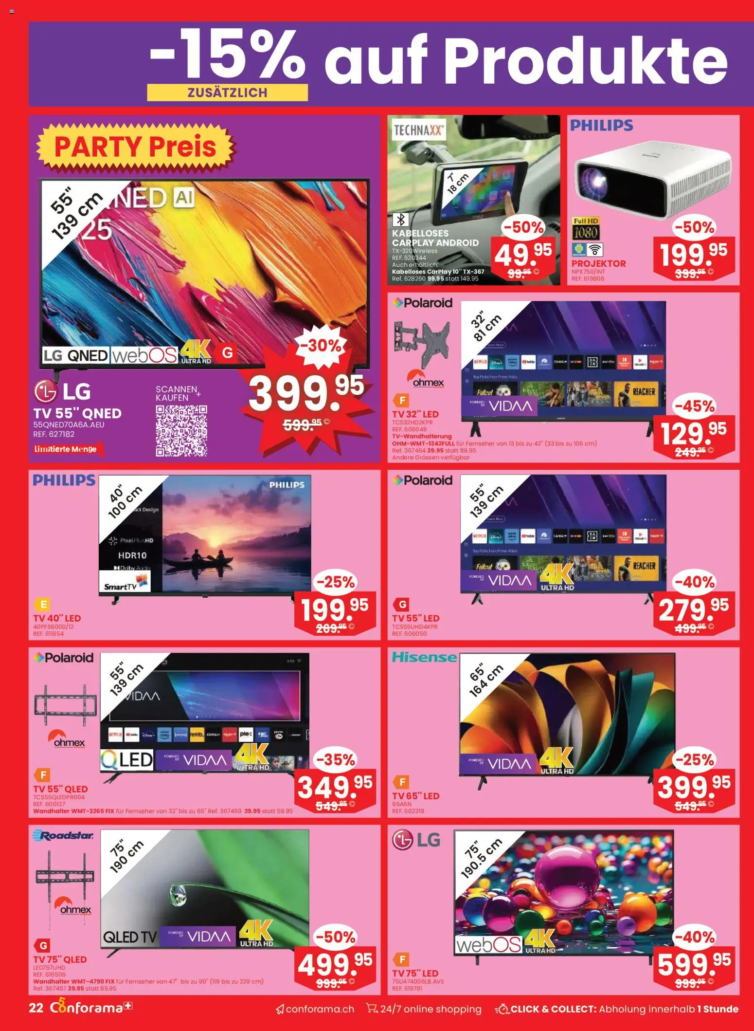 Conforama Aktionen – gültig ab 25.02.2026 | Seite: 22 | Produkte: Fernseher, LG, Philips, Hisense