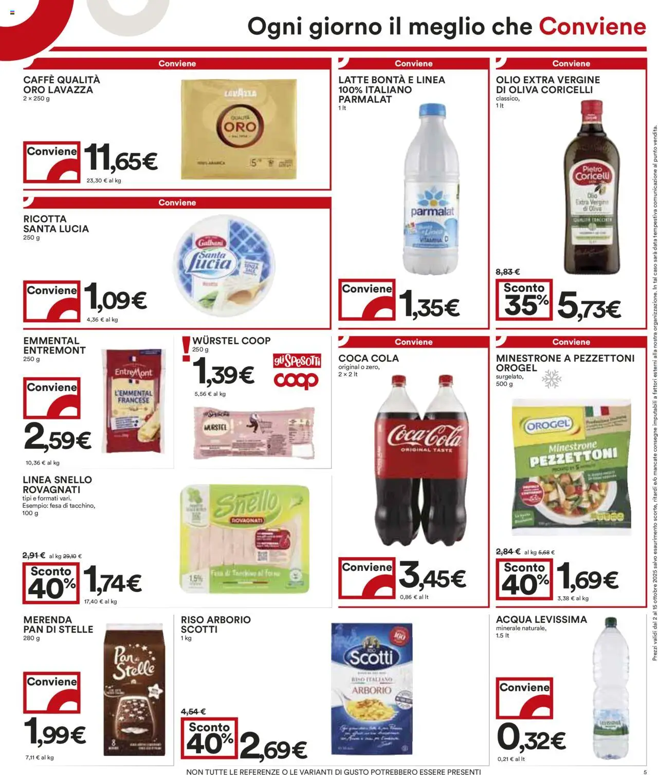Volantino COOP del 02.10.2025 | Pagina: 5 | Prodotti: Minestrone, Riso, Acqua, Ricotta
