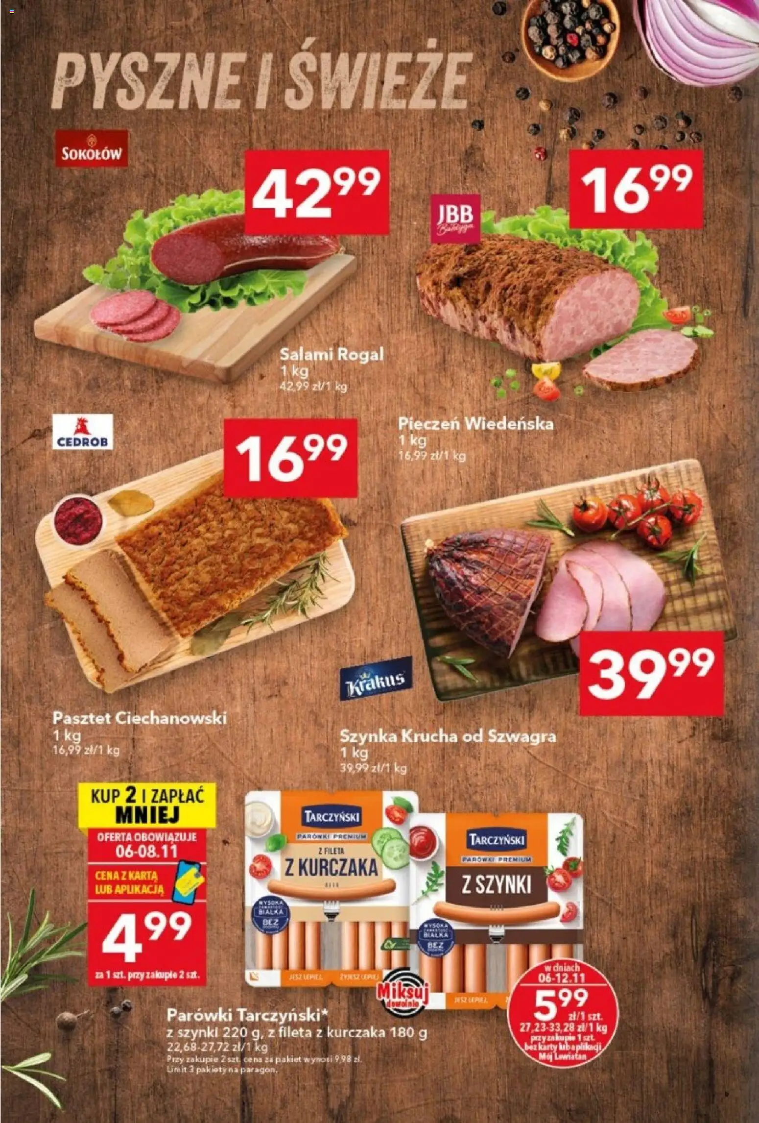 Lewiatan gazetka od 06.11.2025 | Strona: 4 | Produkty: Karta, Parówki, Szynka, Salami