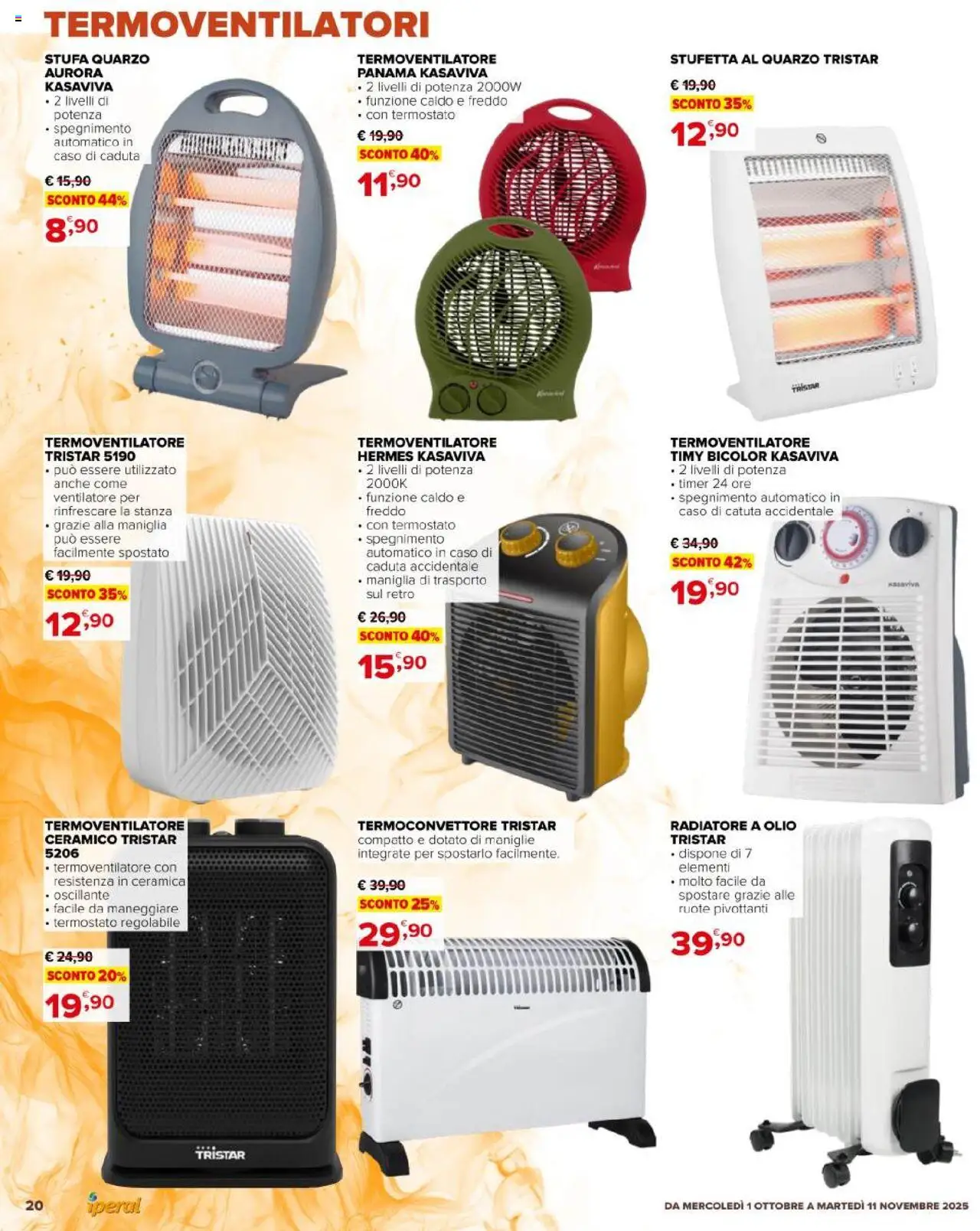 Volantino Iperal del 01.10.2025 | Pagina: 20 | Prodotti: Ventilatore, Stufa, Olio