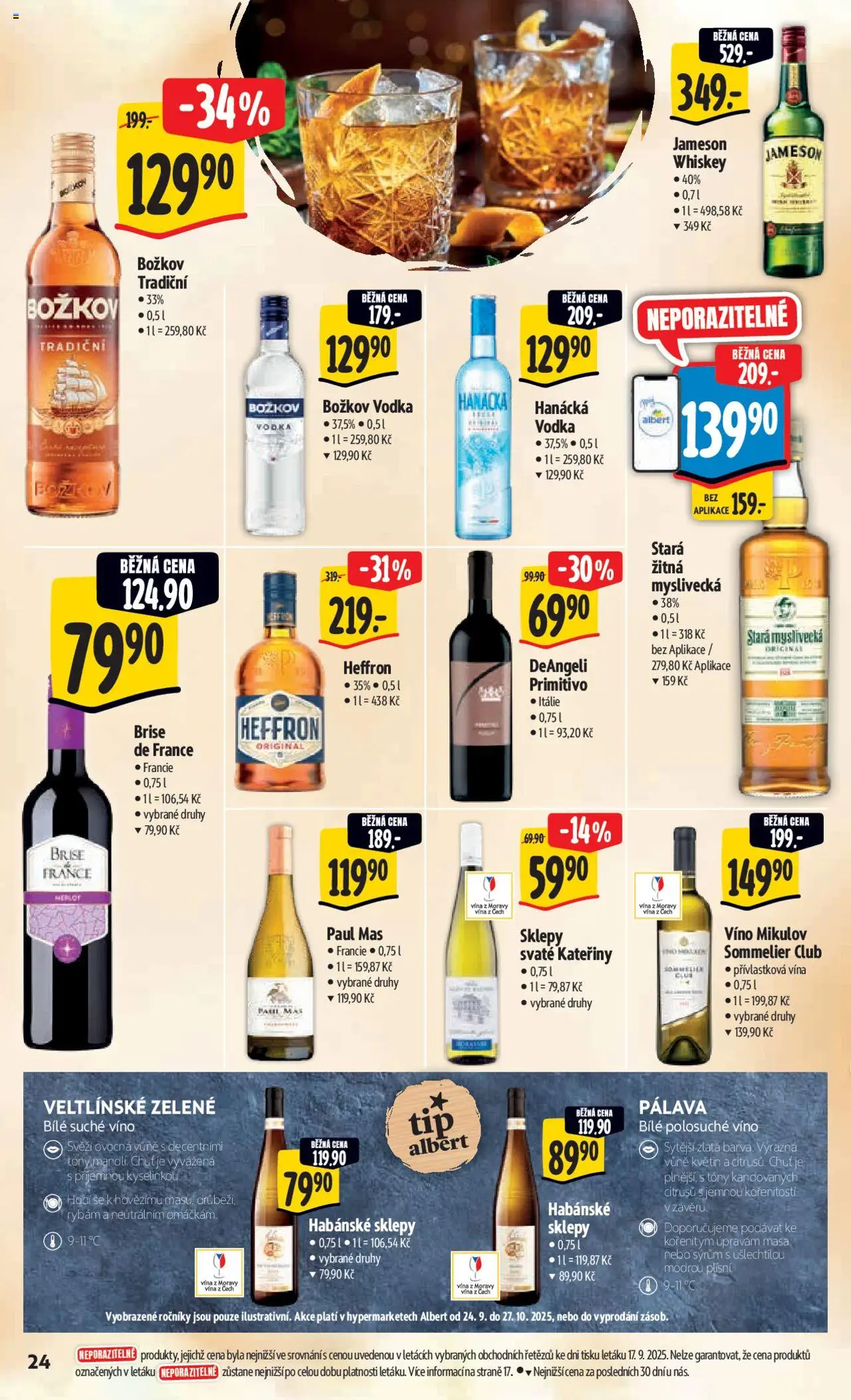 Albert leták - Hypermarket od 24.09.2025 | Strana: 32 | Produkty: Whiskey, Heffron, Habánské sklepy, Primitivo