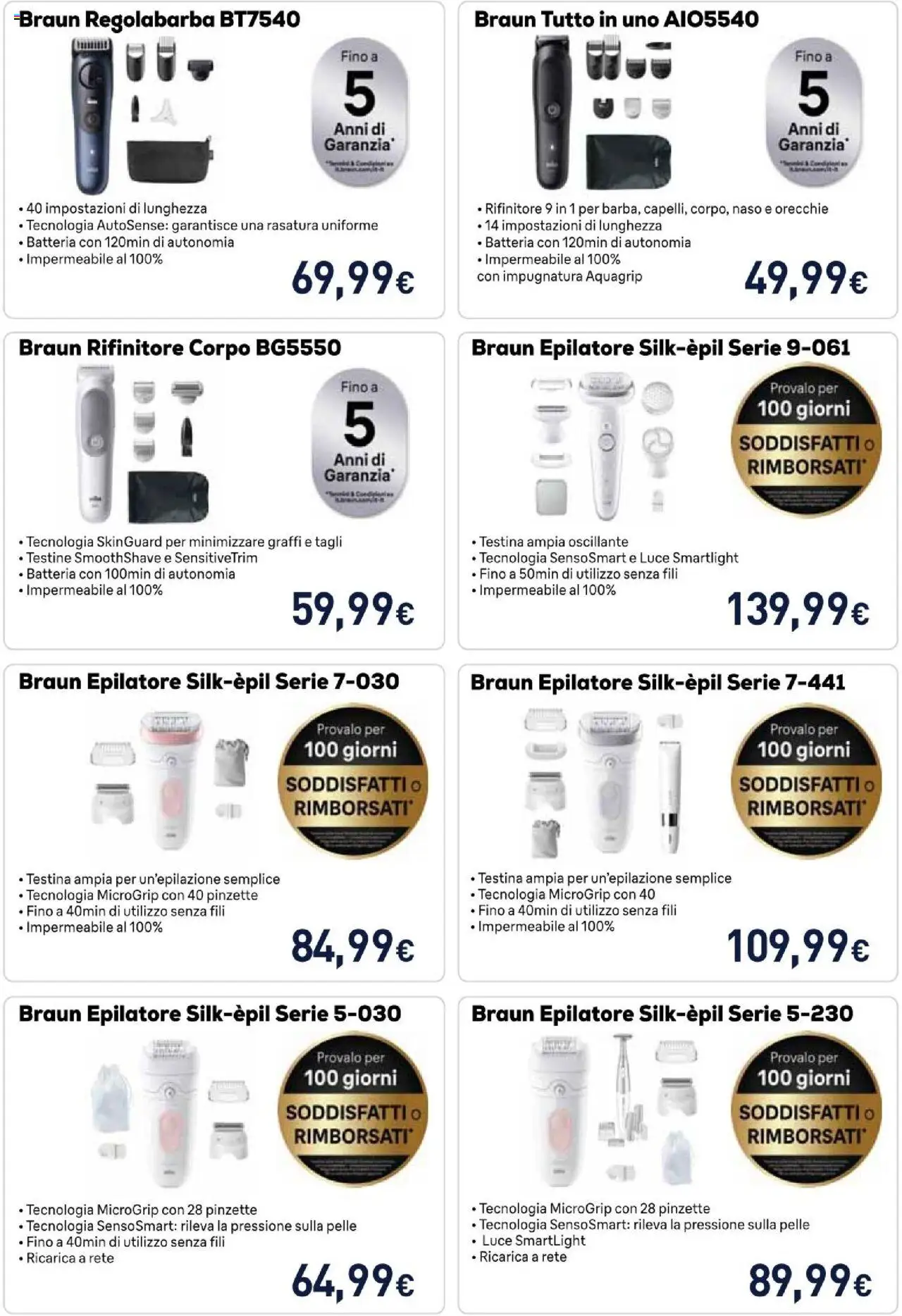 Volantino Unieuro del 01.08.2025 | Pagina: 29 | Prodotti: Regolabarba, Epilatore, Batteria