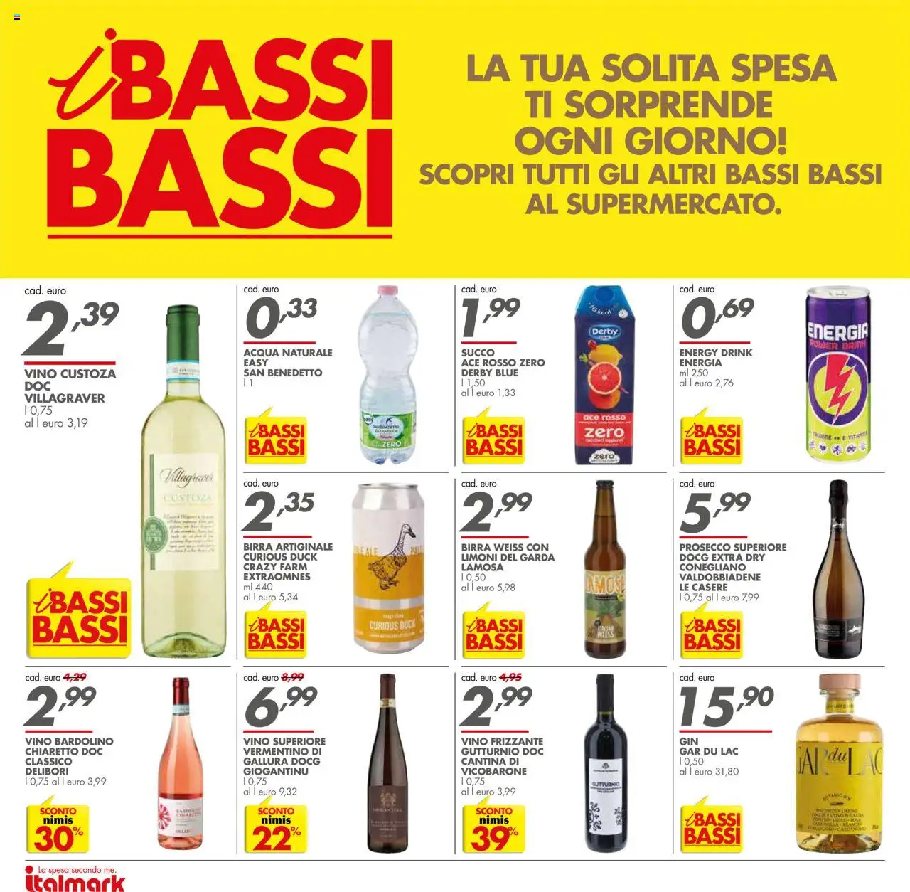Volantino Italmark del 06.08.2025 | Pagina: 18 | Prodotti: Succo, Birra, Prosecco, Acqua