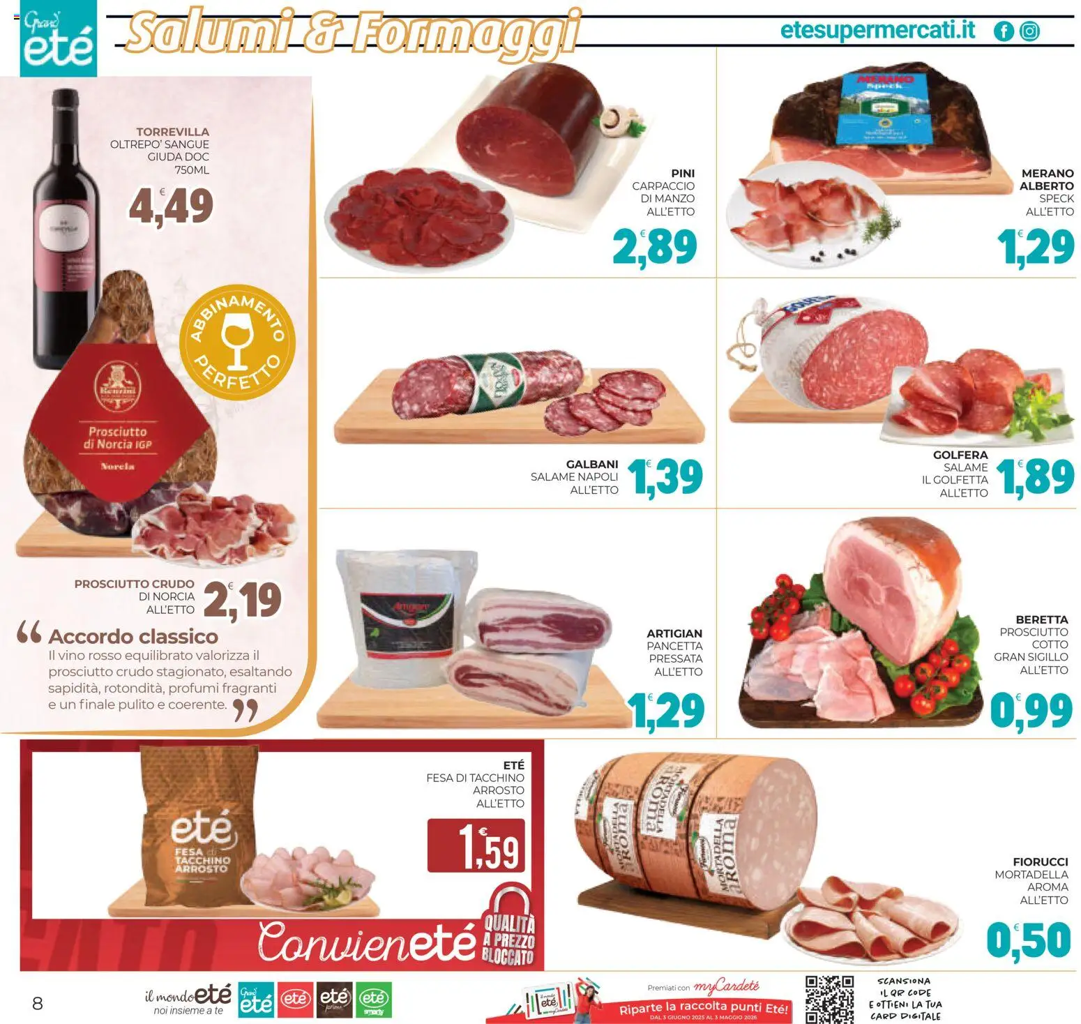Volantino Eté del 27.01.2026 | Pagina: 8 | Prodotti: Salame, Tè, Vino, Vino rosso