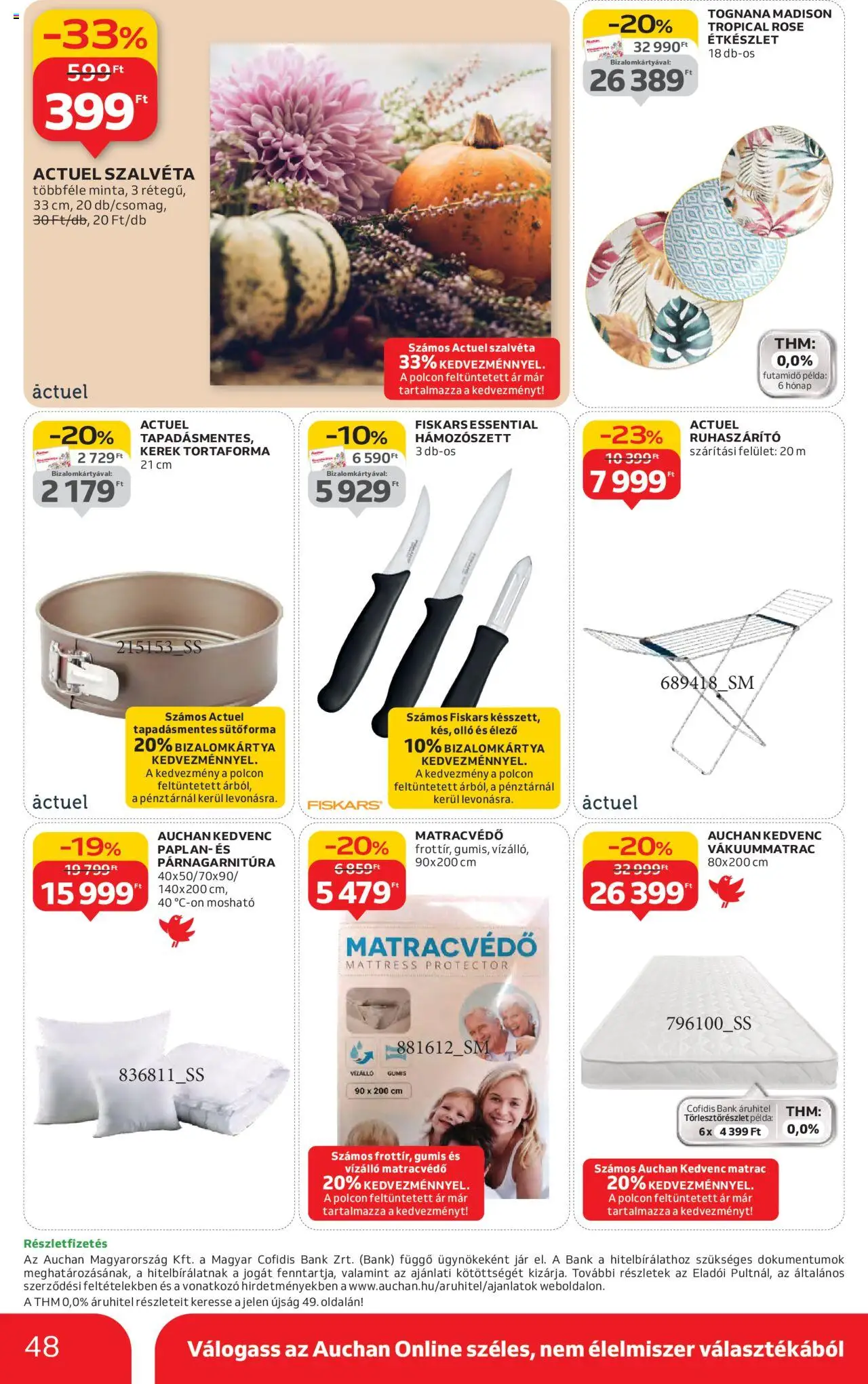 Auchan akciós ujság - amely érvényes a következő dátumtól: 16.10.2025 | Oldal: 48 | Termékek: Sütőforma, Paplan, Tortaforma, Étkészlet