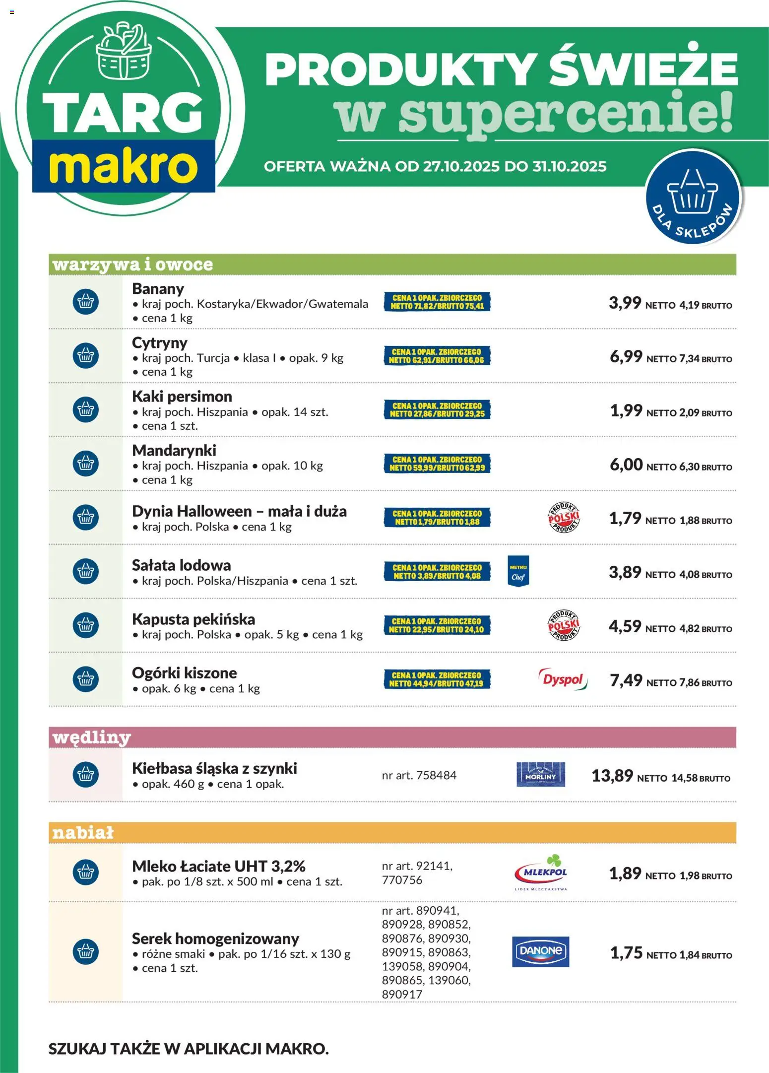 Makro Gazetka - Oferta świeża w super cenach od 27.10.2025 | Strona: 6 | Produkty: Kiełbasa, Serek, Wędliny, Warzywa