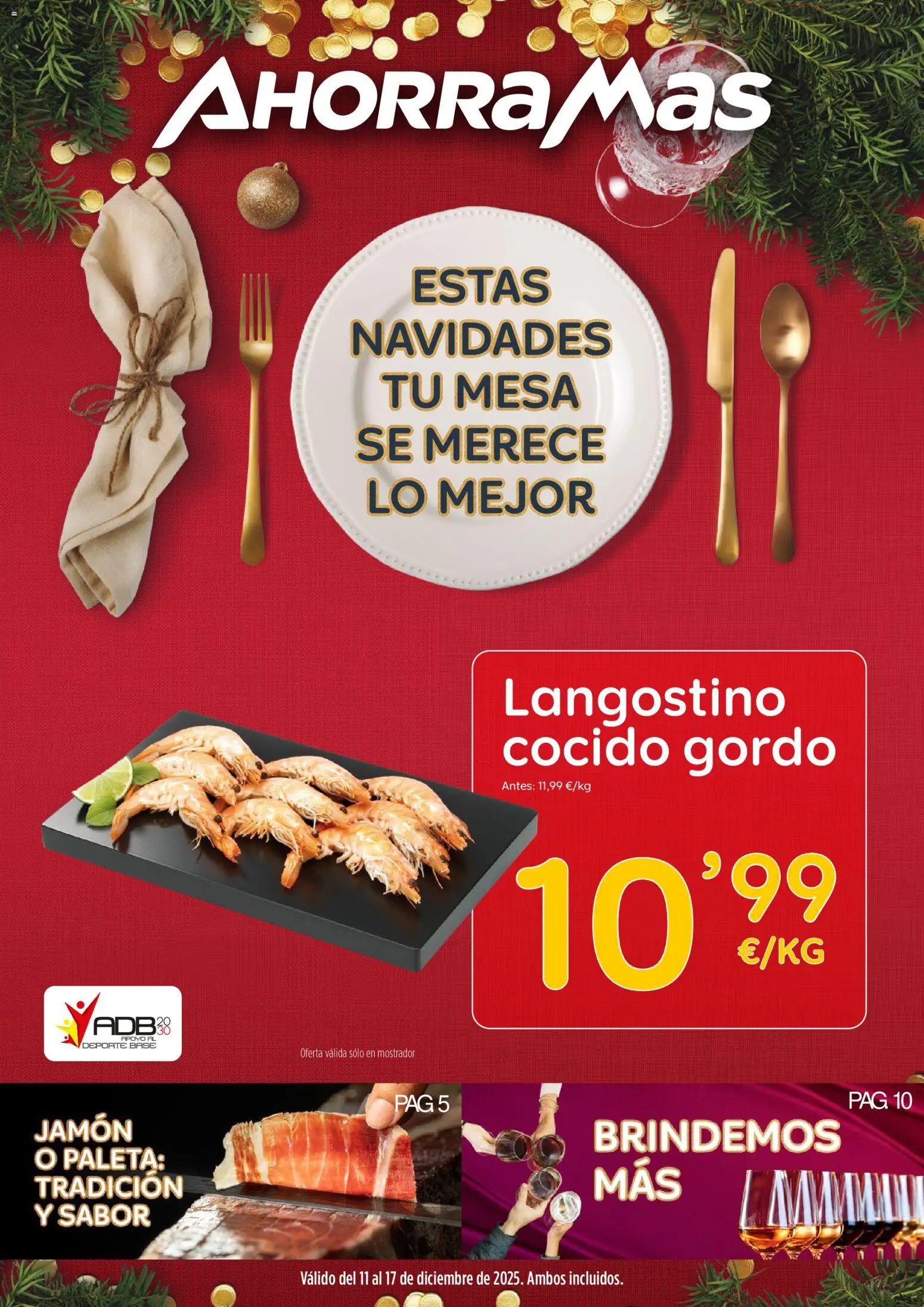 AhorraMas folleto │ válido desde el 11.12.2025 | Página: 1 | Productos: Jamón, Mesa, Langostino