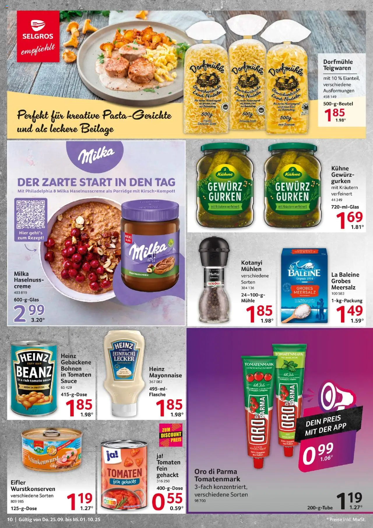 Selgros Prospekt 	 – gültig ab 25.09.2025 | Seite: 10 | Produkte: Mühle, Tomaten, Mayonnaise, Nudeln