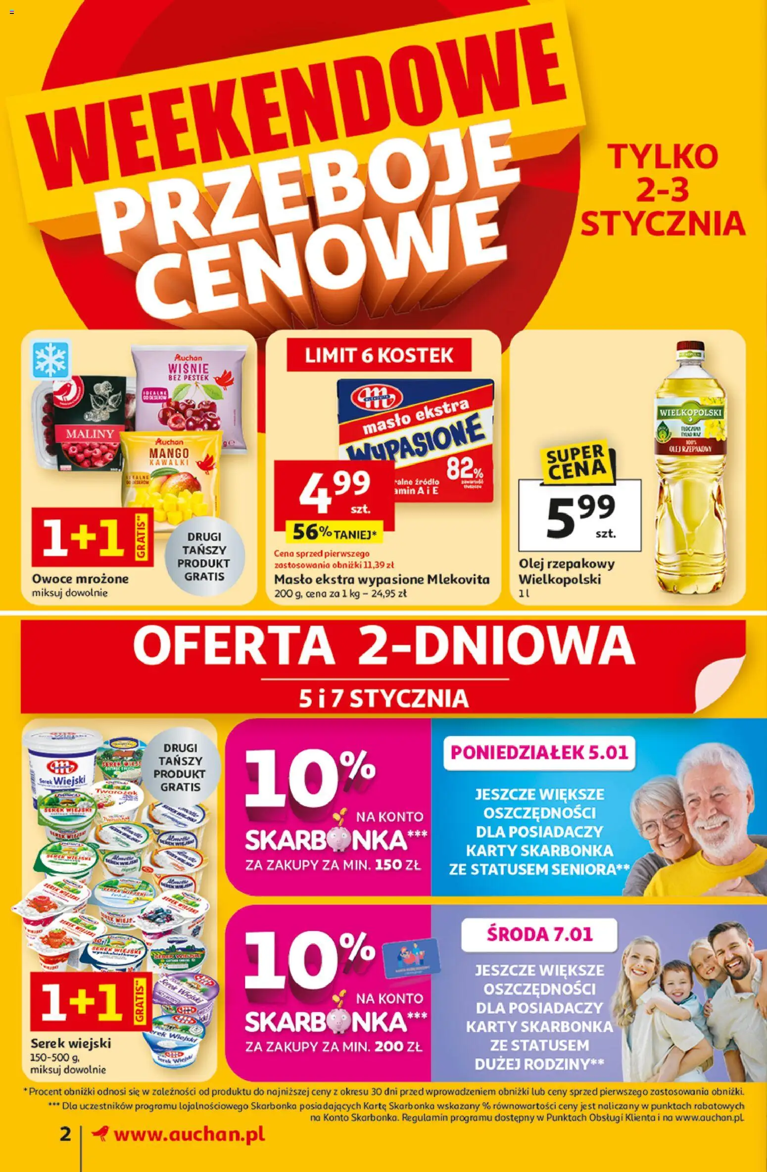 Auchan Gazetka od 02.01.2026 | Strona: 2 | Produkty: Maliny, Wiśnie, Serek wiejski, Owoce