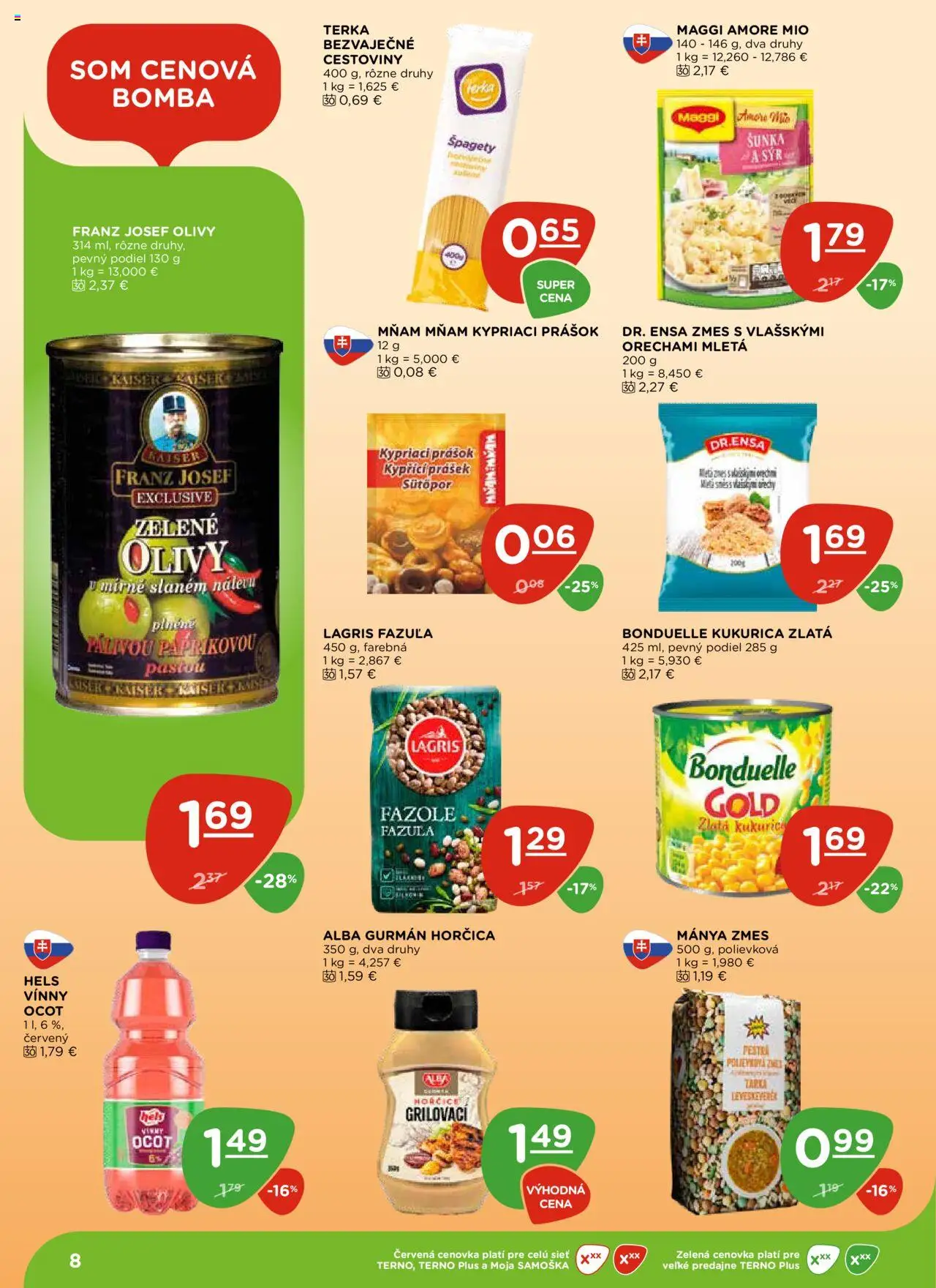 Terno leták │ platný od 17.07.2025 | Strana: 8 | Produkty: Syr, Cestoviny, Fazuľa, Ocot