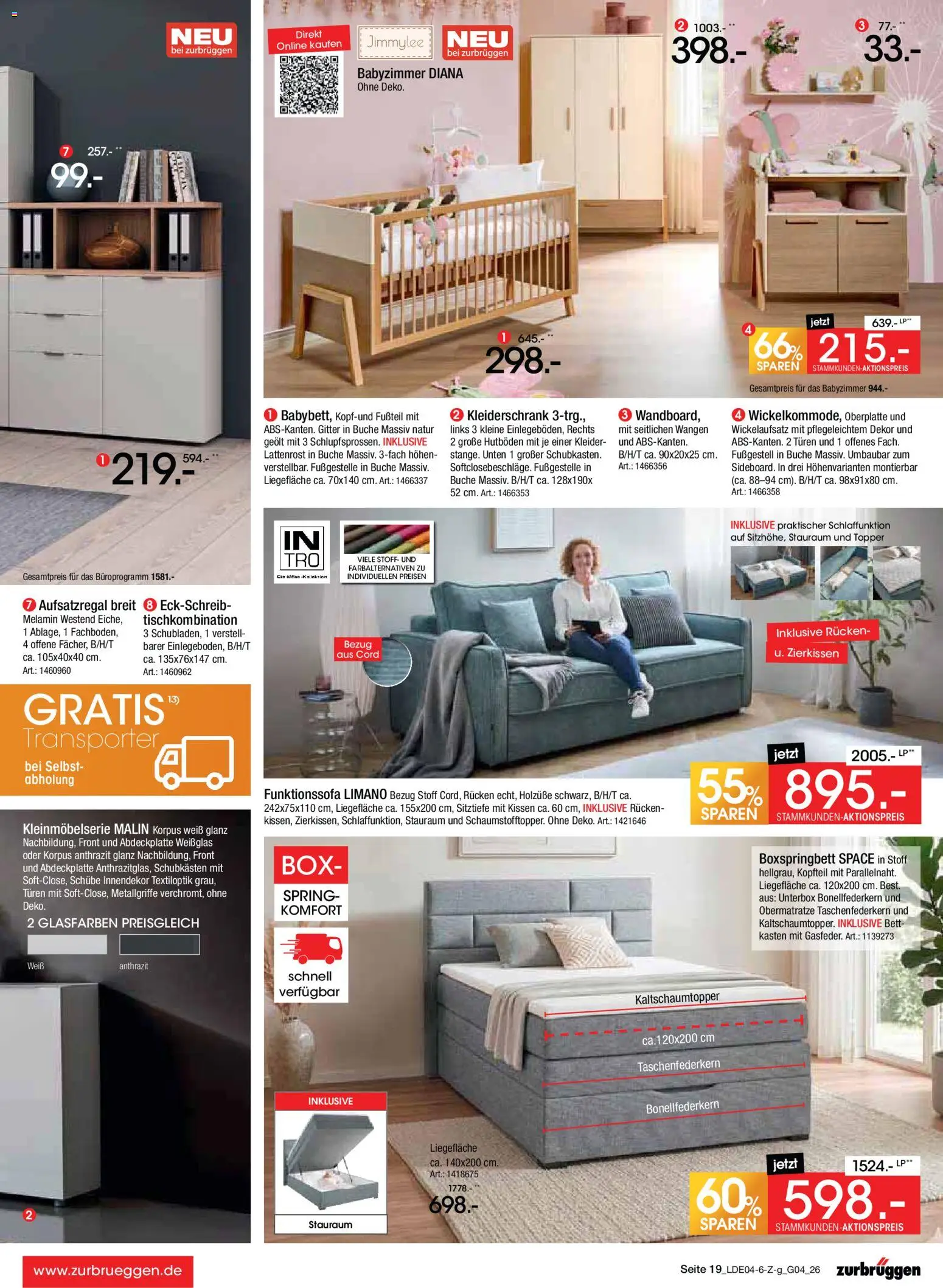 Zurbrüggen Italienische Wochen – gültig ab 11.04.2026 | Seite: 41 | Produkte: Bett, Kissen, Kleiderschrank, Box