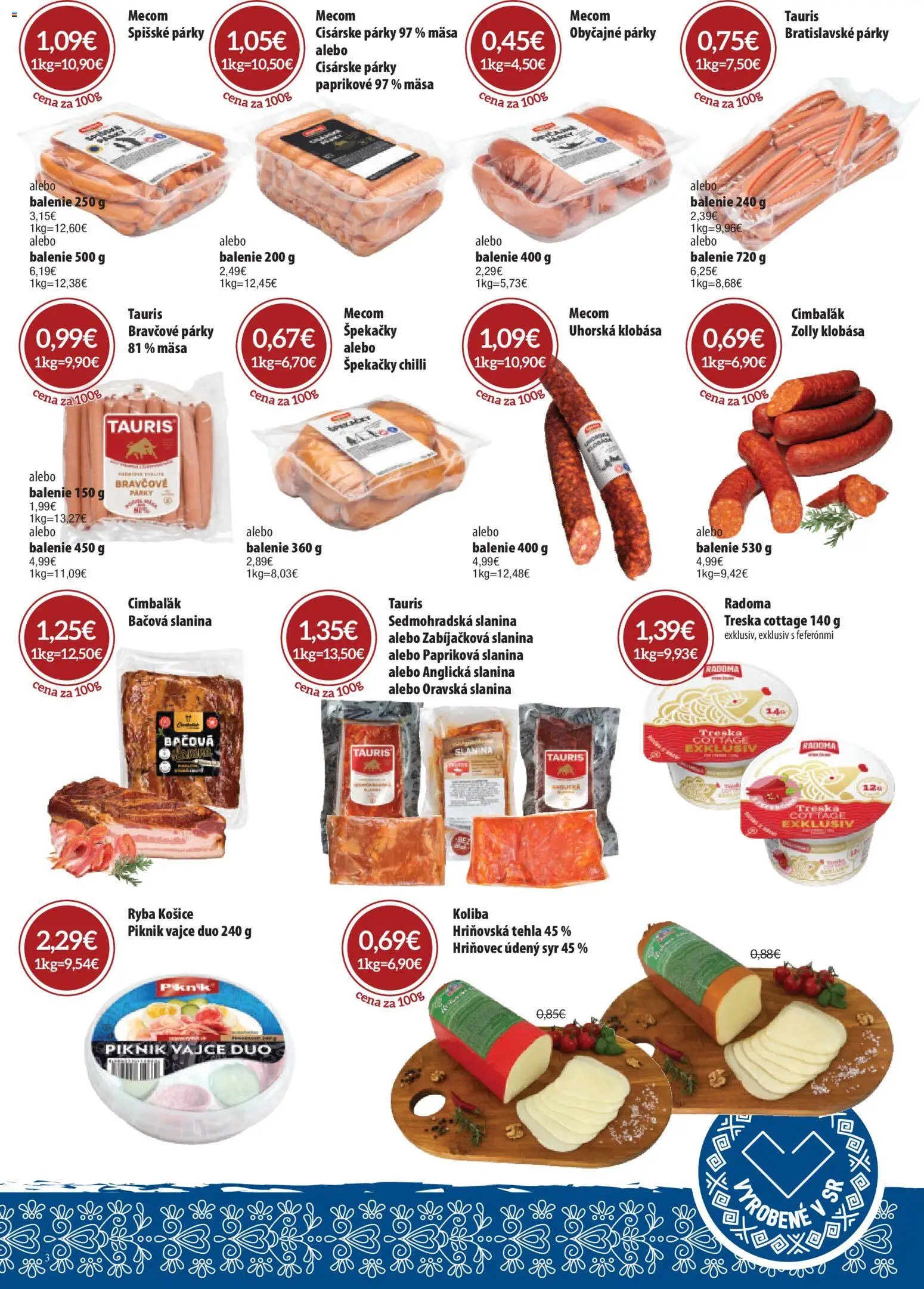 Nové Nitrazdroj akcie – leták je platný od 08.01.2026 | Strana: 3 | Produkty: Syr, Slanina, Párky, Treska