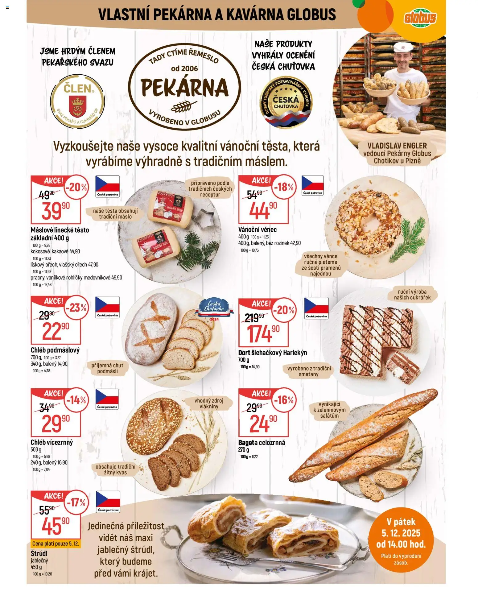 Globus leták - Plzeň od 03.12.2025 | Strana: 6 | Produkty: Globus, Chléb, Podmáslí, Vanilkové rohlíčky